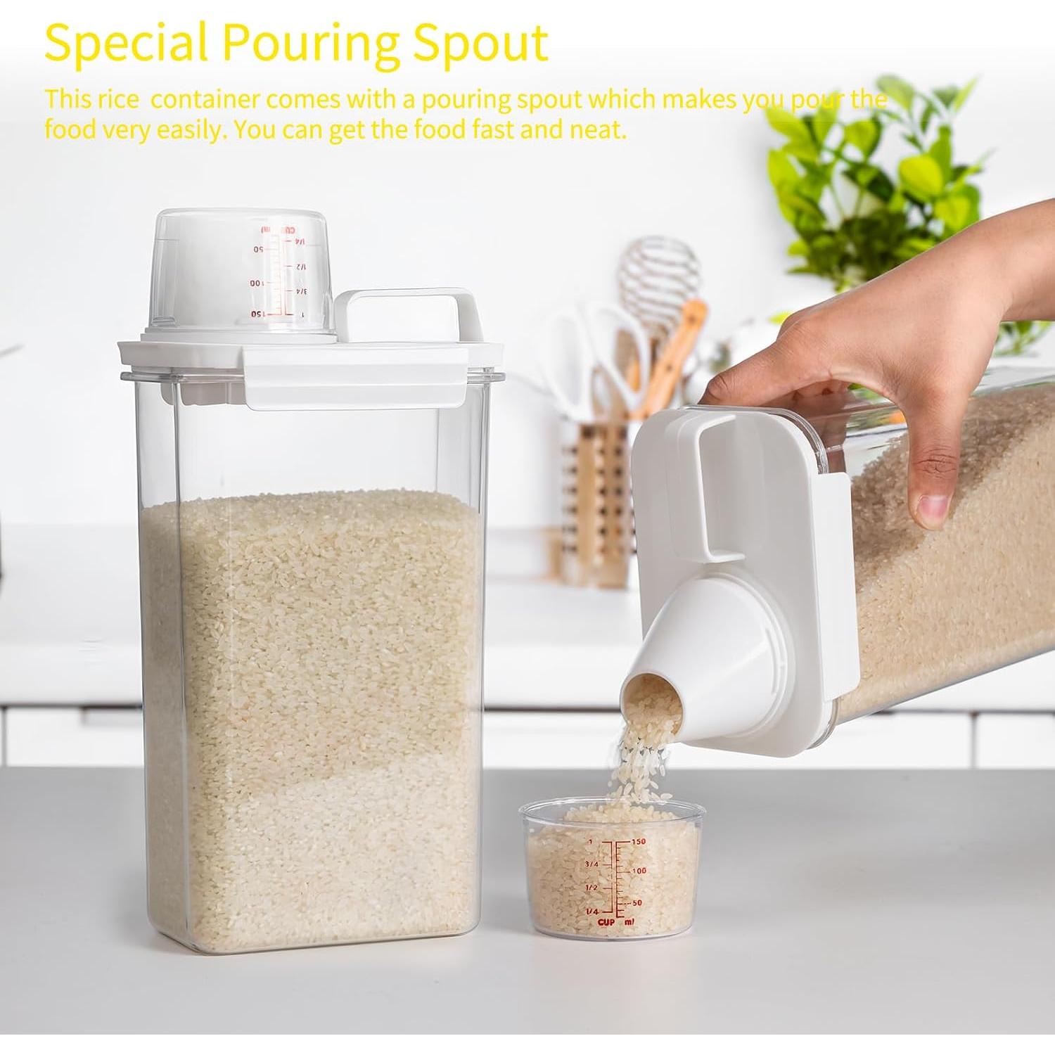 Contenedor de Arroz HBCS 3.5L con Pico Vertedor y Taza Medidora