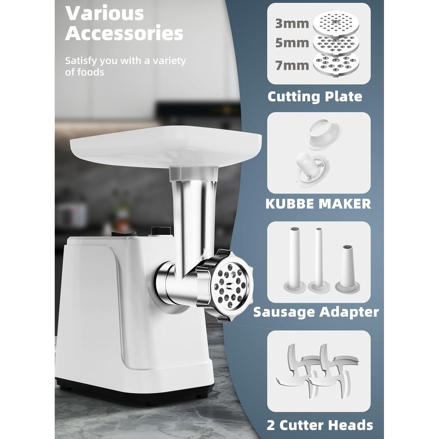 Picadora de Carne Eléctrica Oaomi 2500W con Accesorios