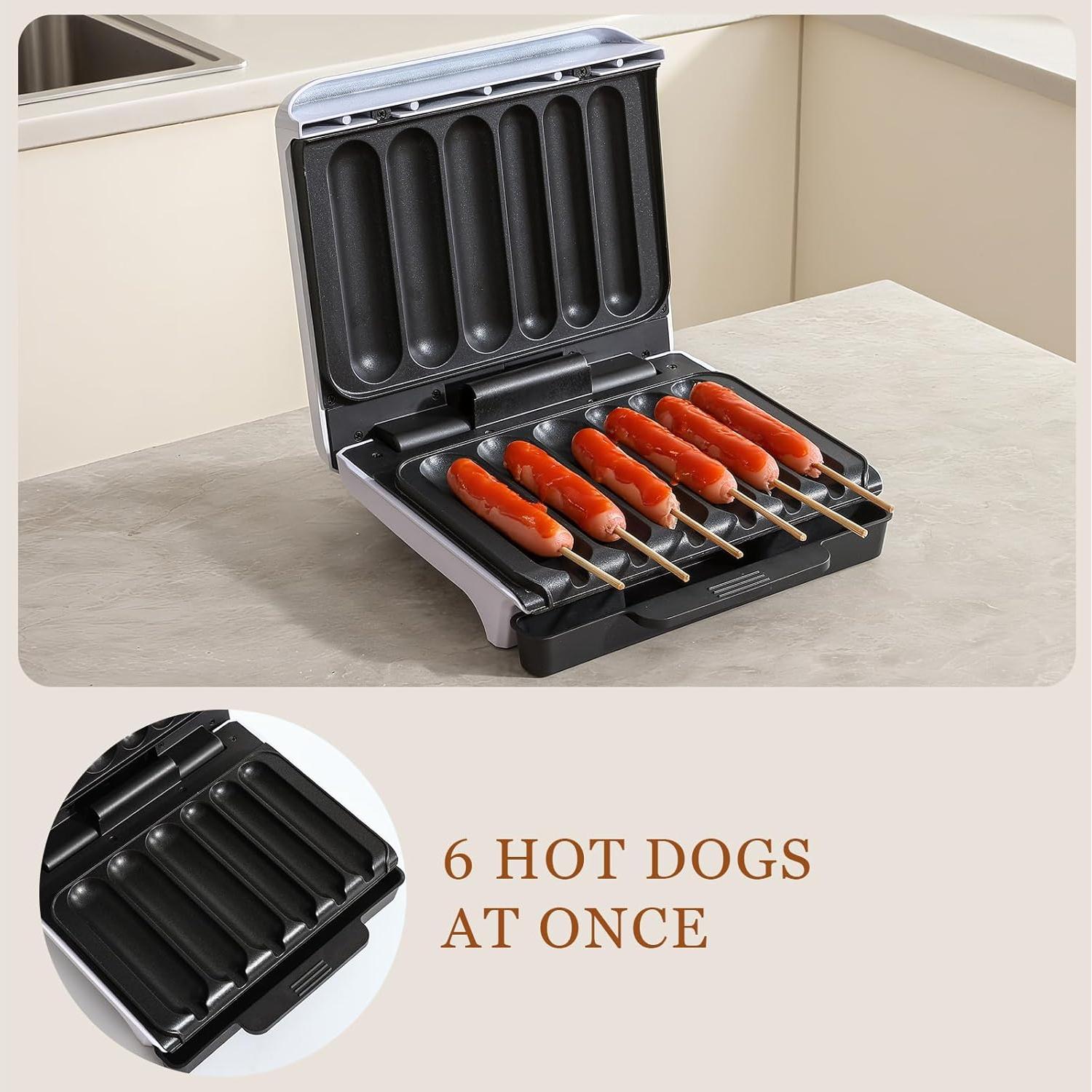 Cocinador de Hot Dogs UVFAST JK-169, 6 Salchichas, Antiadherente