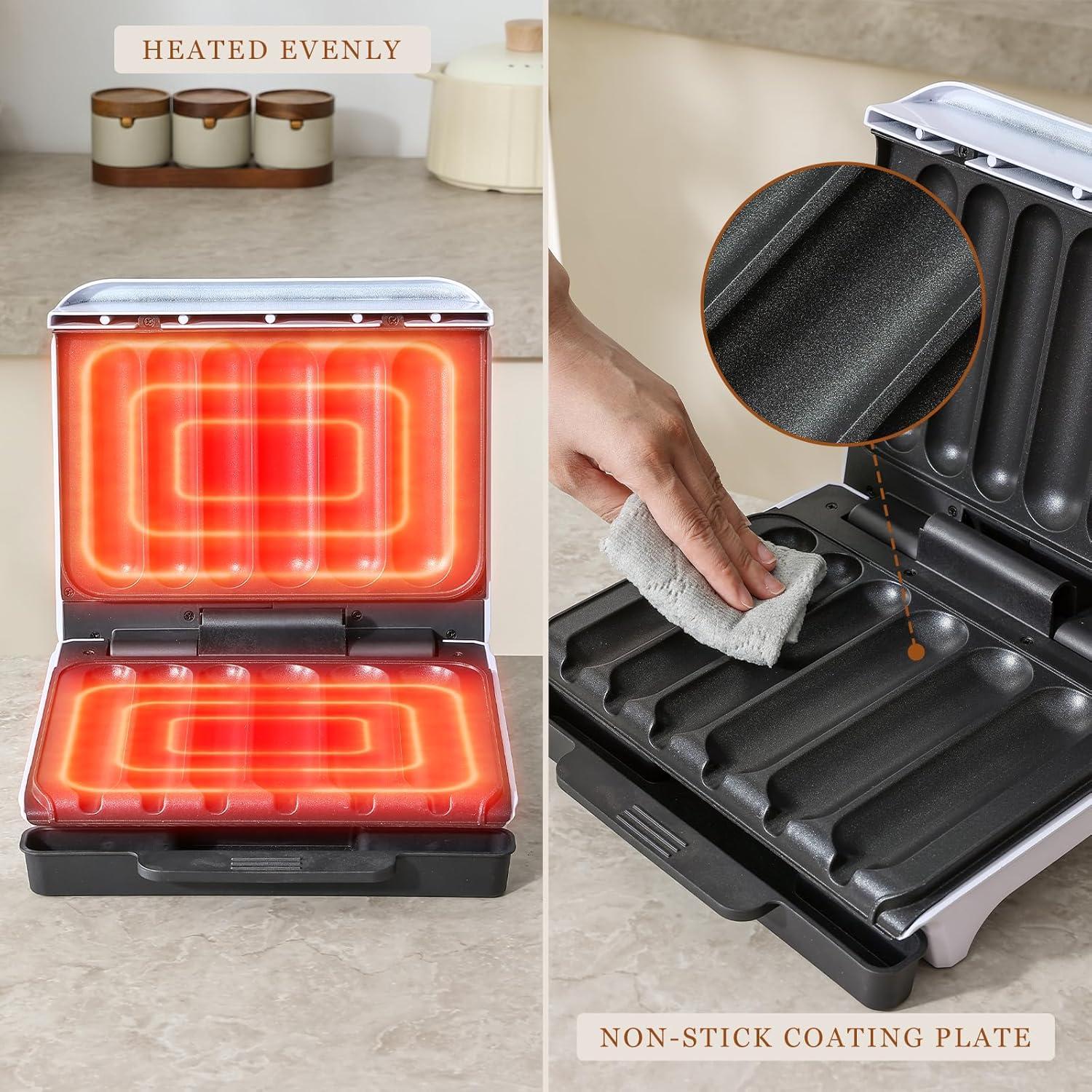 Cocinador de Hot Dogs UVFAST JK-169, 6 Salchichas, Antiadherente