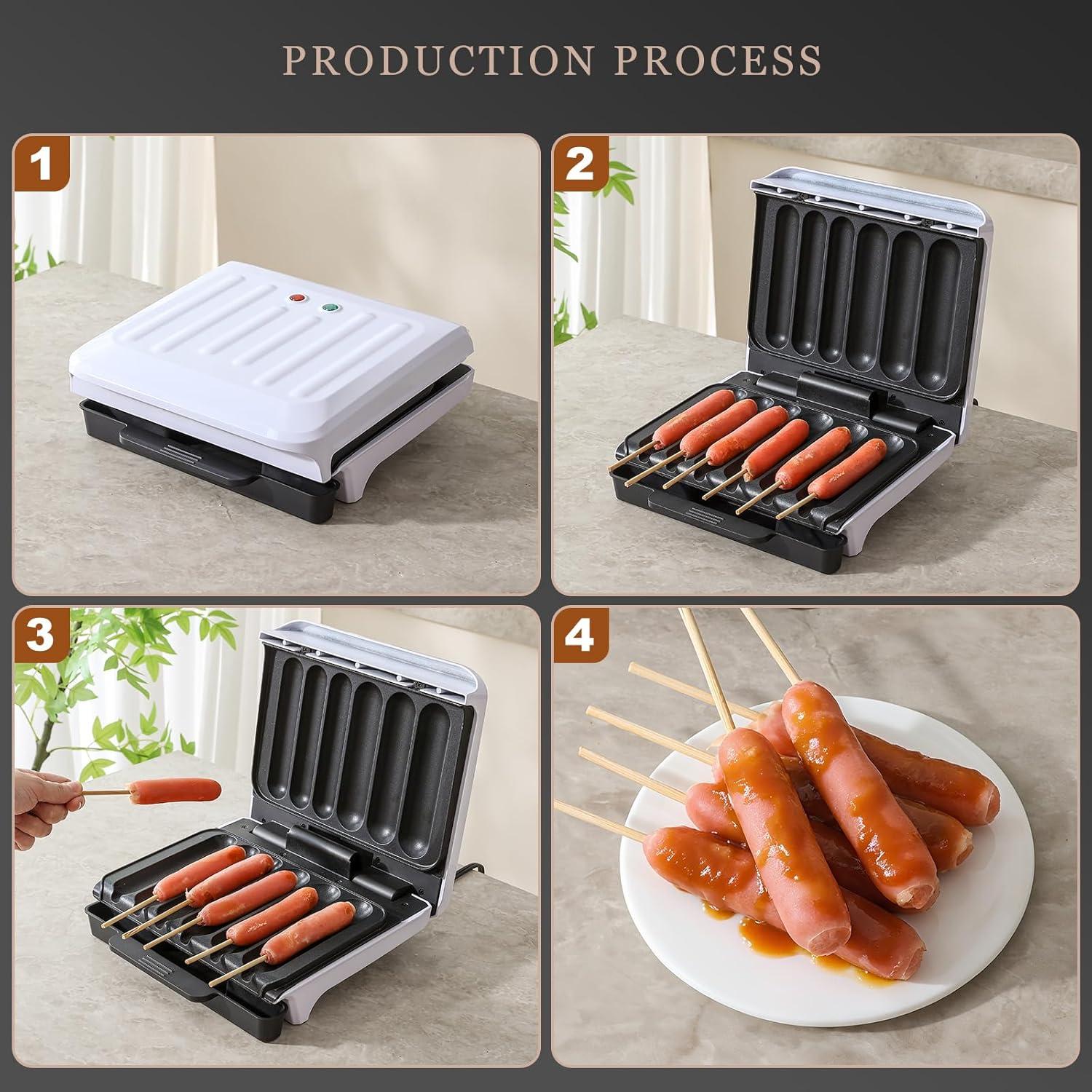Cocinador de Hot Dogs UVFAST JK-169, 6 Salchichas, Antiadherente