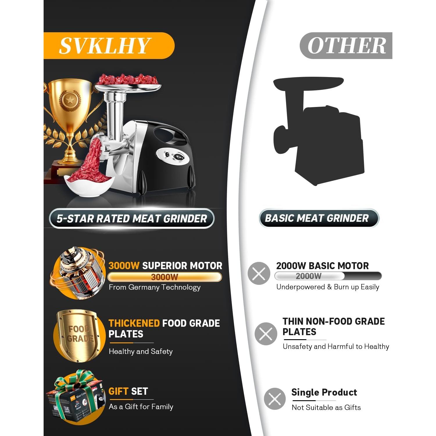 Picadora de Carne Eléctrica SVKLHY 3000W con Accesorios