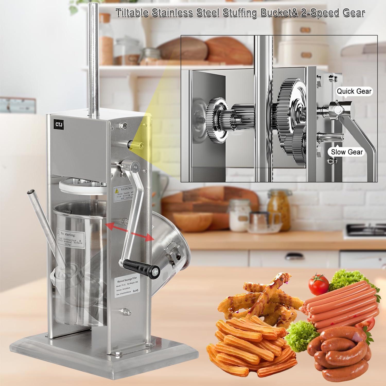 Rellenador de Salchichas Manual CTJ 3L Acero Inoxidable