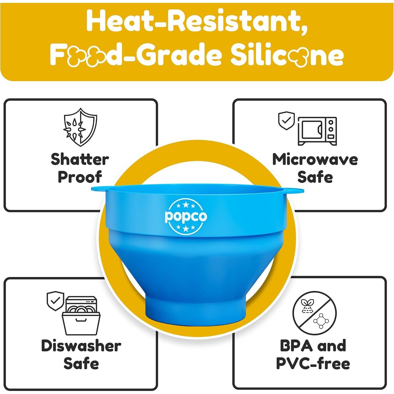 Hacedor de Palomitas de Maíz POPCO de Silicona Colapsable 15 Tazas