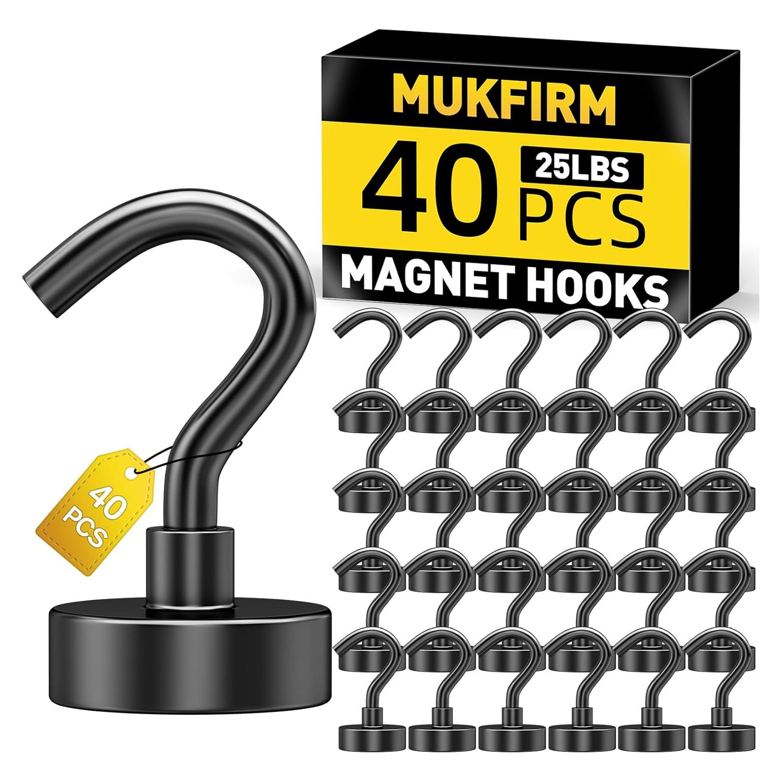 Paquete de 40 Ganchos Magnéticos Mukfirm 11.34 kg Negro
