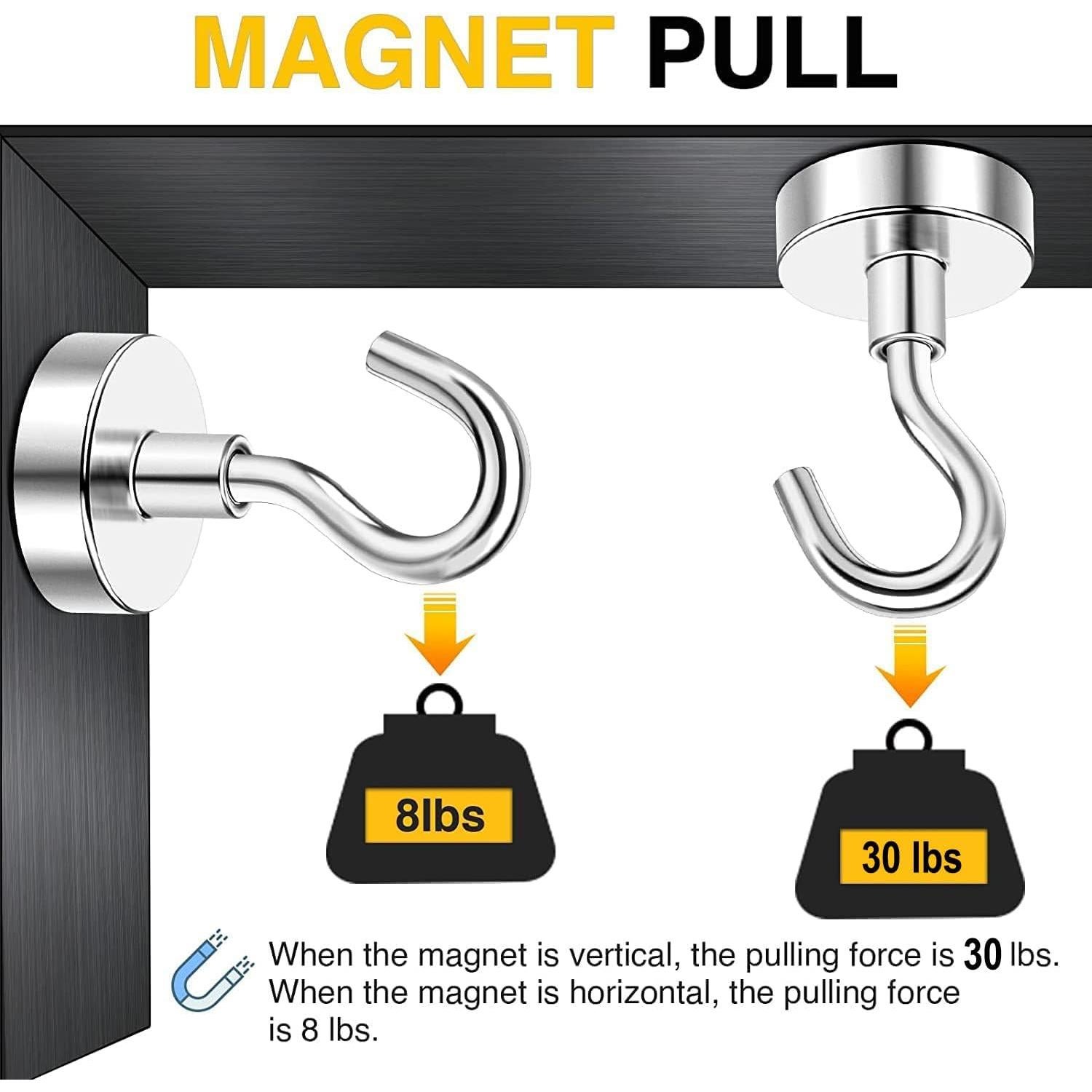 Ganchos Magnéticos DIYMAG 10 Piezas 13.6kg Plata