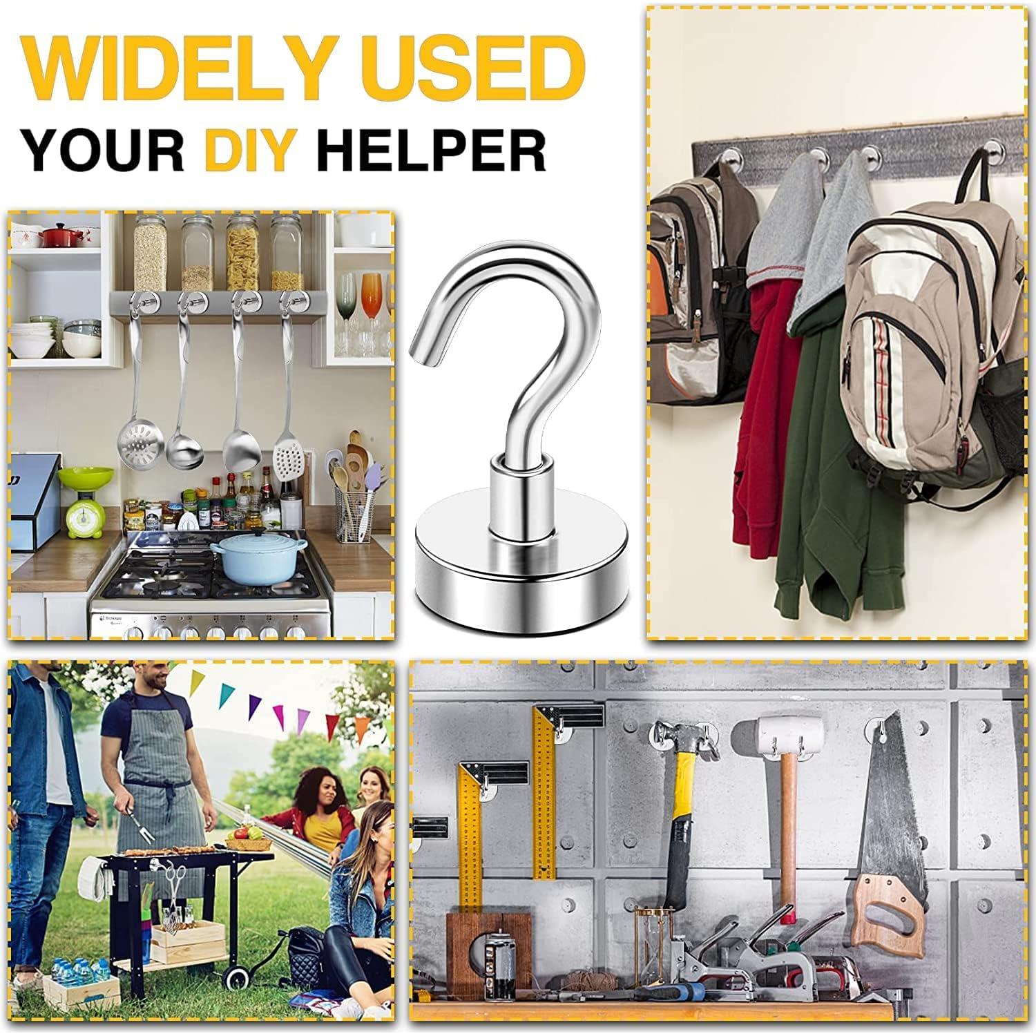 Ganchos Magnéticos DIYMAG 10 Piezas 13.6kg Plata