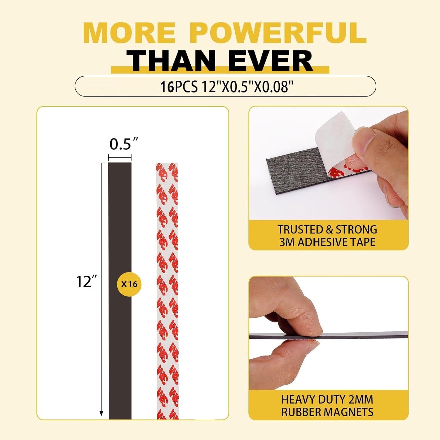 Cinta Magnética Adhesiva CHUNNIAO 16 Piezas 0.5x30.48 cm