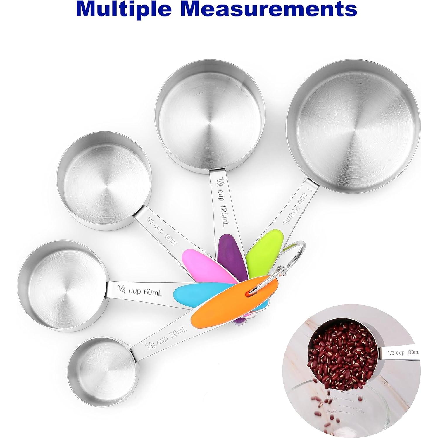 Juego de Tazas Medidoras de Acero Inoxidable BIDFUL 5 Piezas