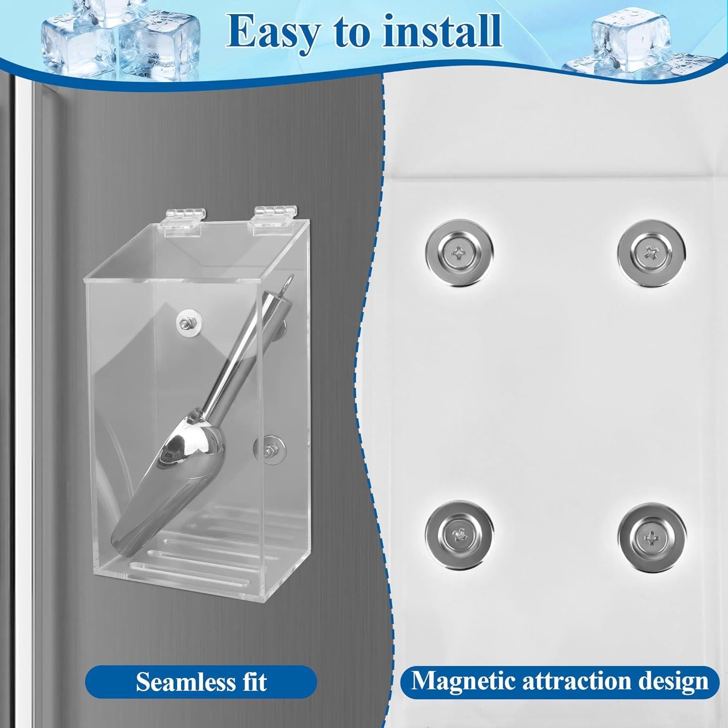 Soporte magnético para cuchara de hielo Solaradgy con tapa y cuchara de acero