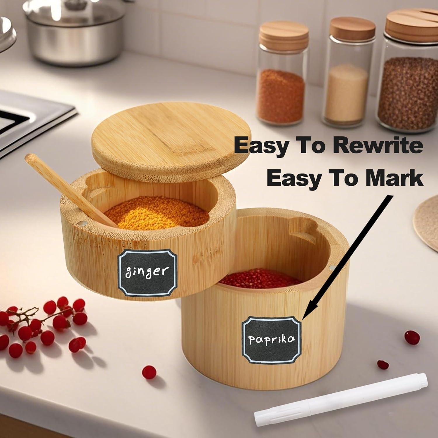 Salero de Bambú Dvehdbay con Tapa Giratoria y Cuchara 283g