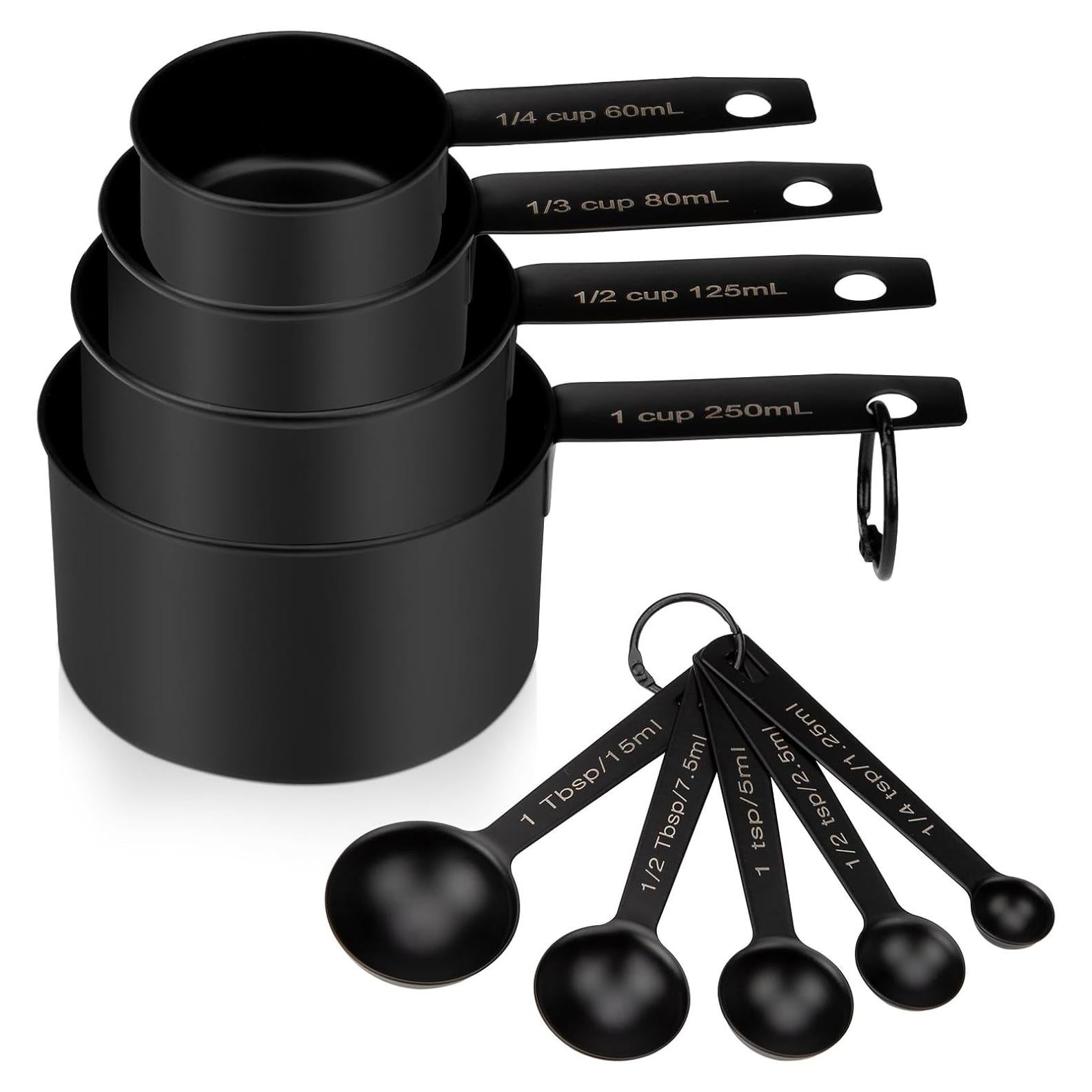 Juego de Tazas y Cucharas Medidoras Muchtolove 9 Piezas Acero Inoxidable