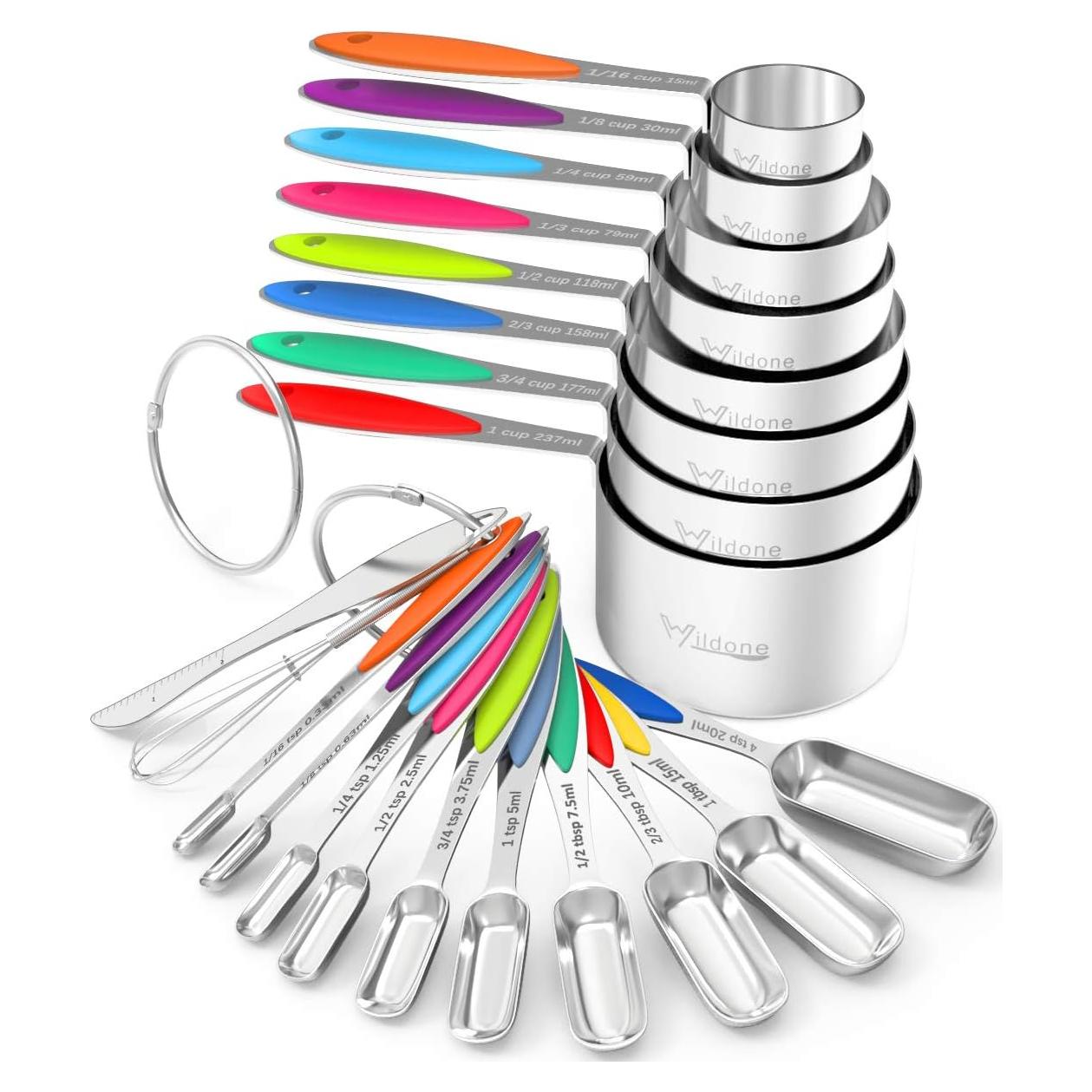 Set de 20 Tazas y Cucharas Medidoras Wildone Acero Inoxidable