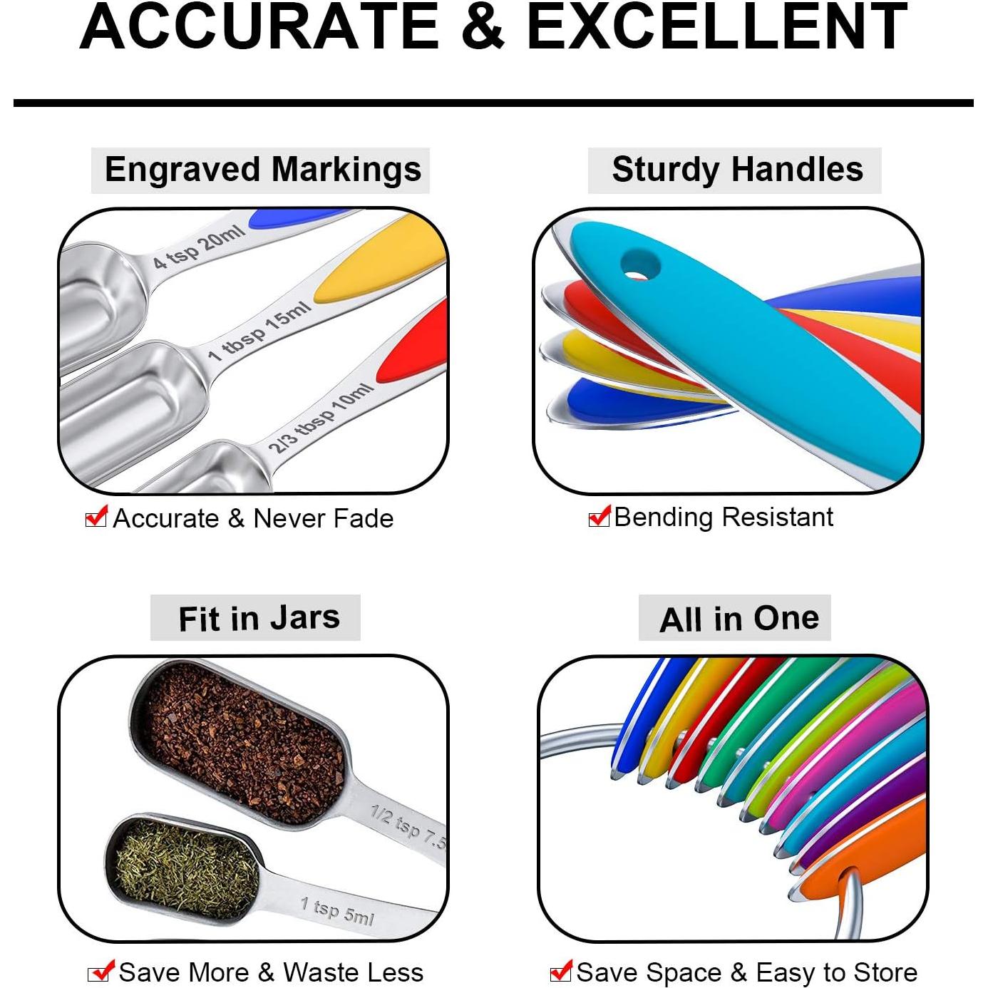 Set de 20 Tazas y Cucharas Medidoras Wildone Acero Inoxidable