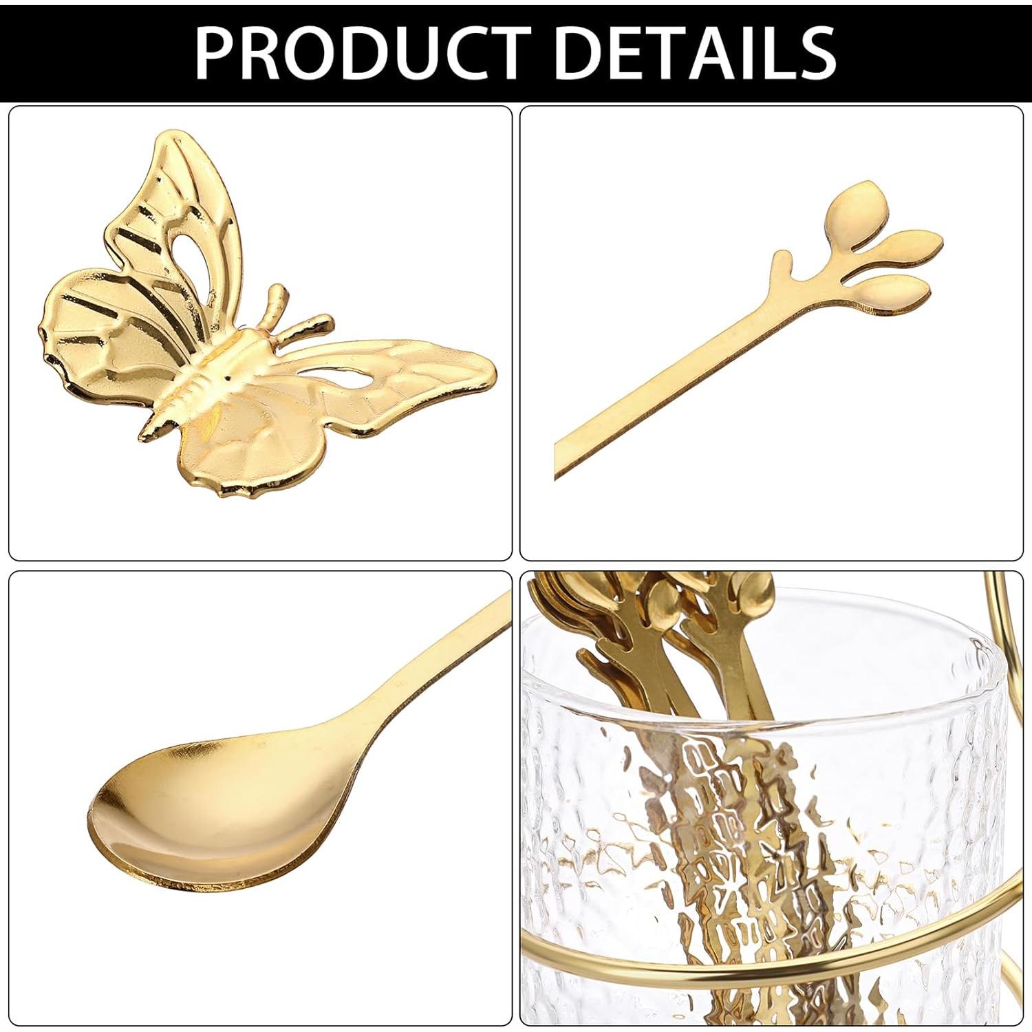 Juego de Cucharas de Café ELLDOO con Soporte de Vidrio - 8 Piezas