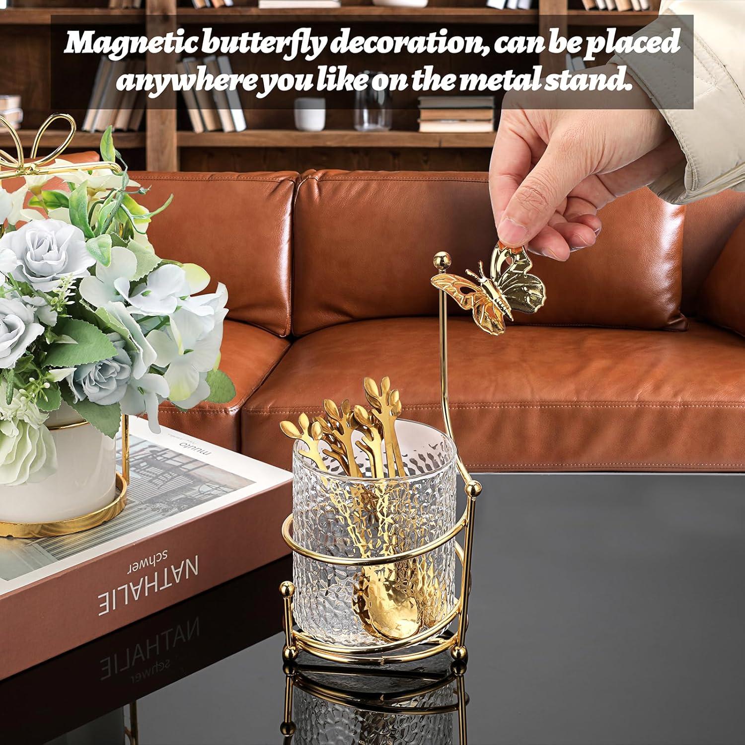 Juego de Cucharas de Café ELLDOO con Soporte de Vidrio - 8 Piezas