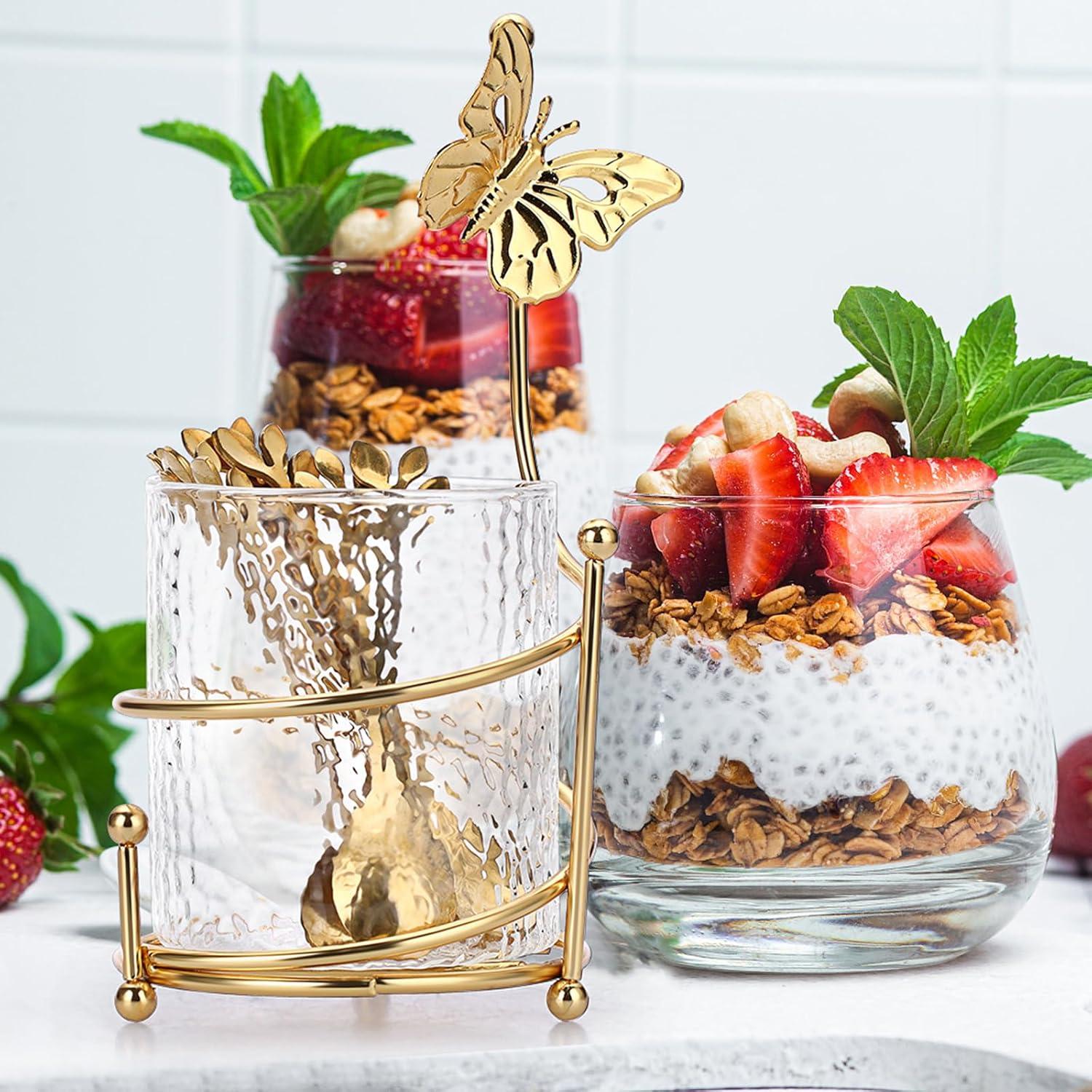 Juego de Cucharas de Café ELLDOO con Soporte de Vidrio - 8 Piezas