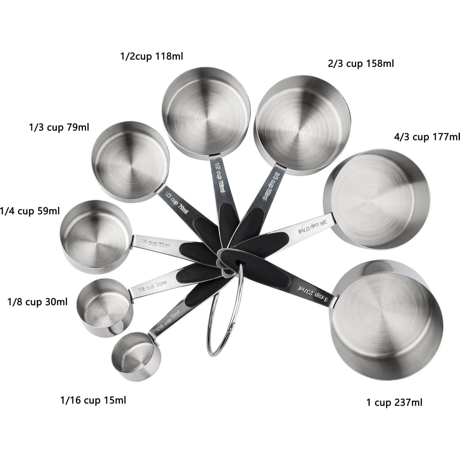 Juego de Tazas y Cucharas Medidoras YAMOLIN Acero Inoxidable