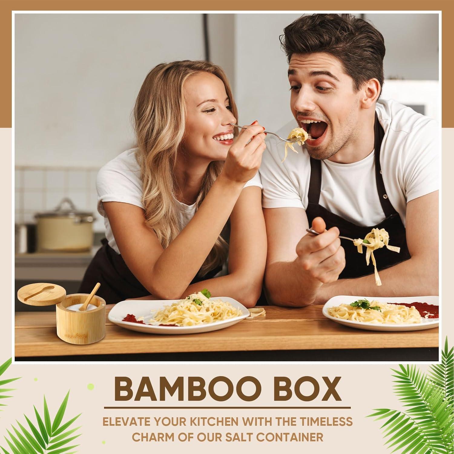 Honeydak 6 PCS Contenedores de Sal de Bambú con Tapa Magnética