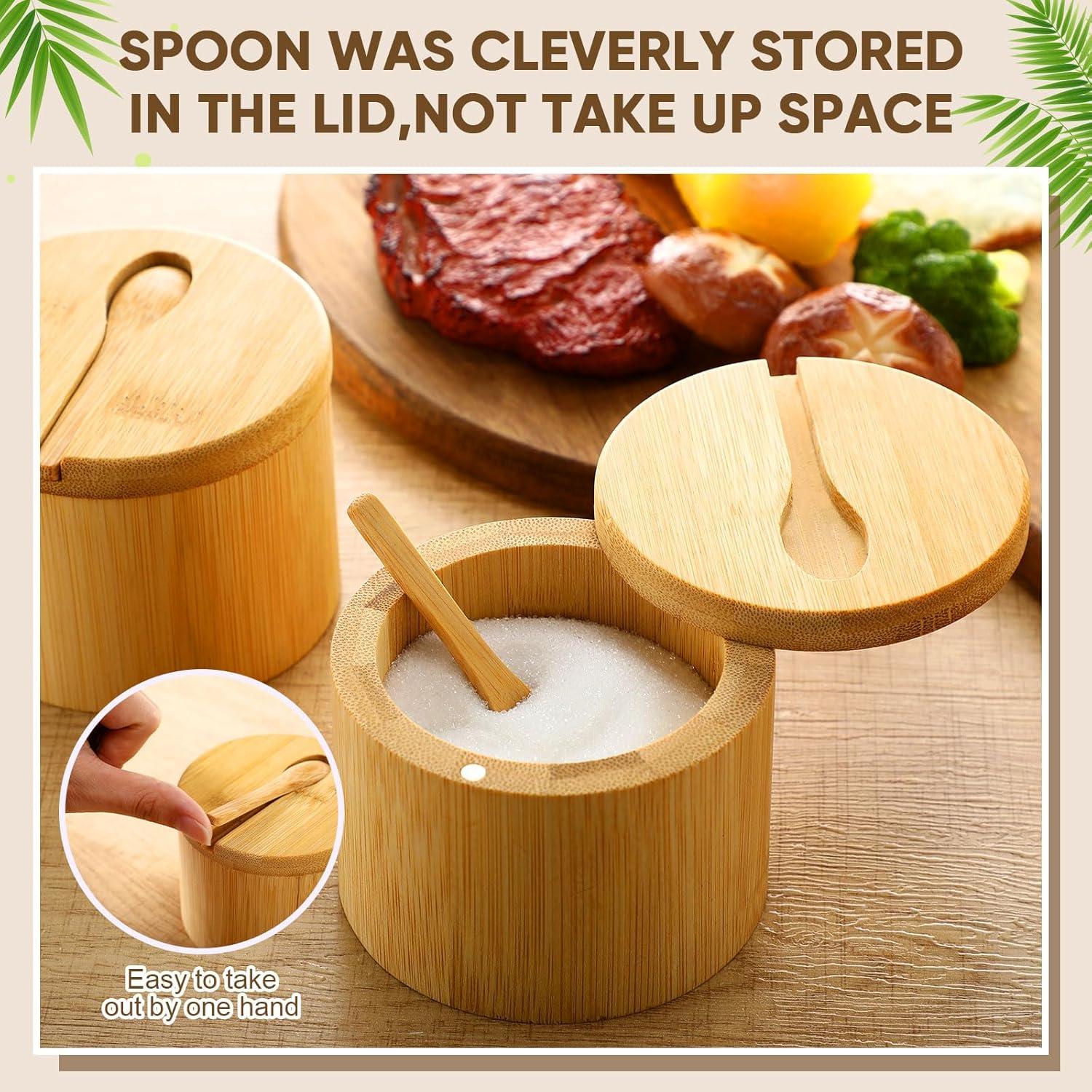 Honeydak 6 PCS Contenedores de Sal de Bambú con Tapa Magnética