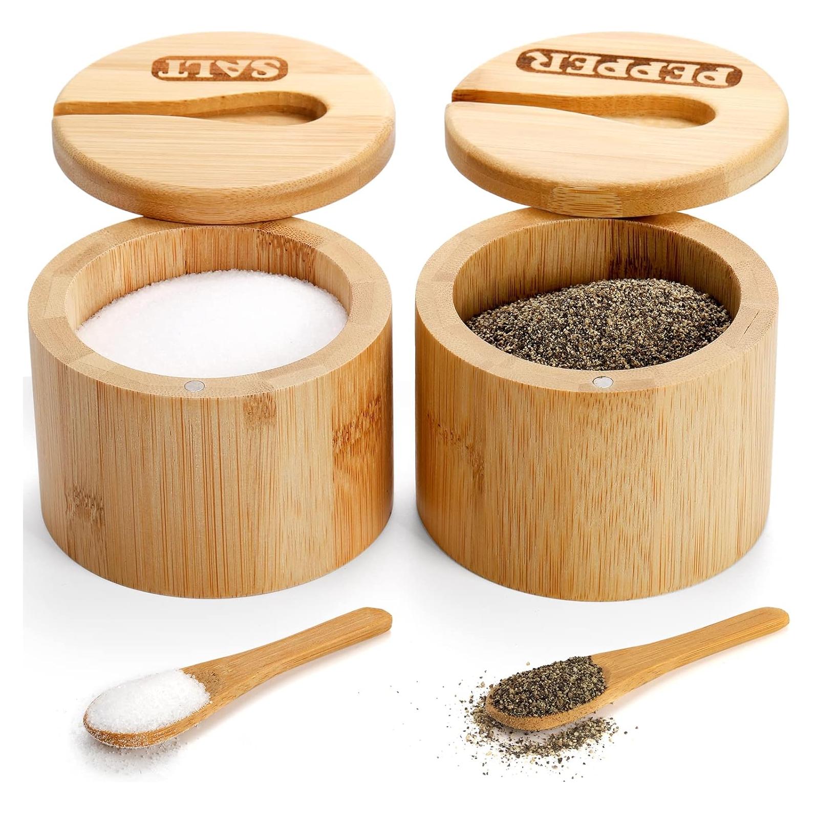 Tazones de Sal y Pimienta de Bambú Lawei - 2 Piezas, 8.9 cm