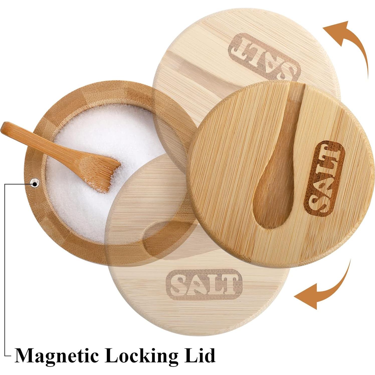 Tazones de Sal y Pimienta de Bambú Lawei - 2 Piezas, 8.9 cm