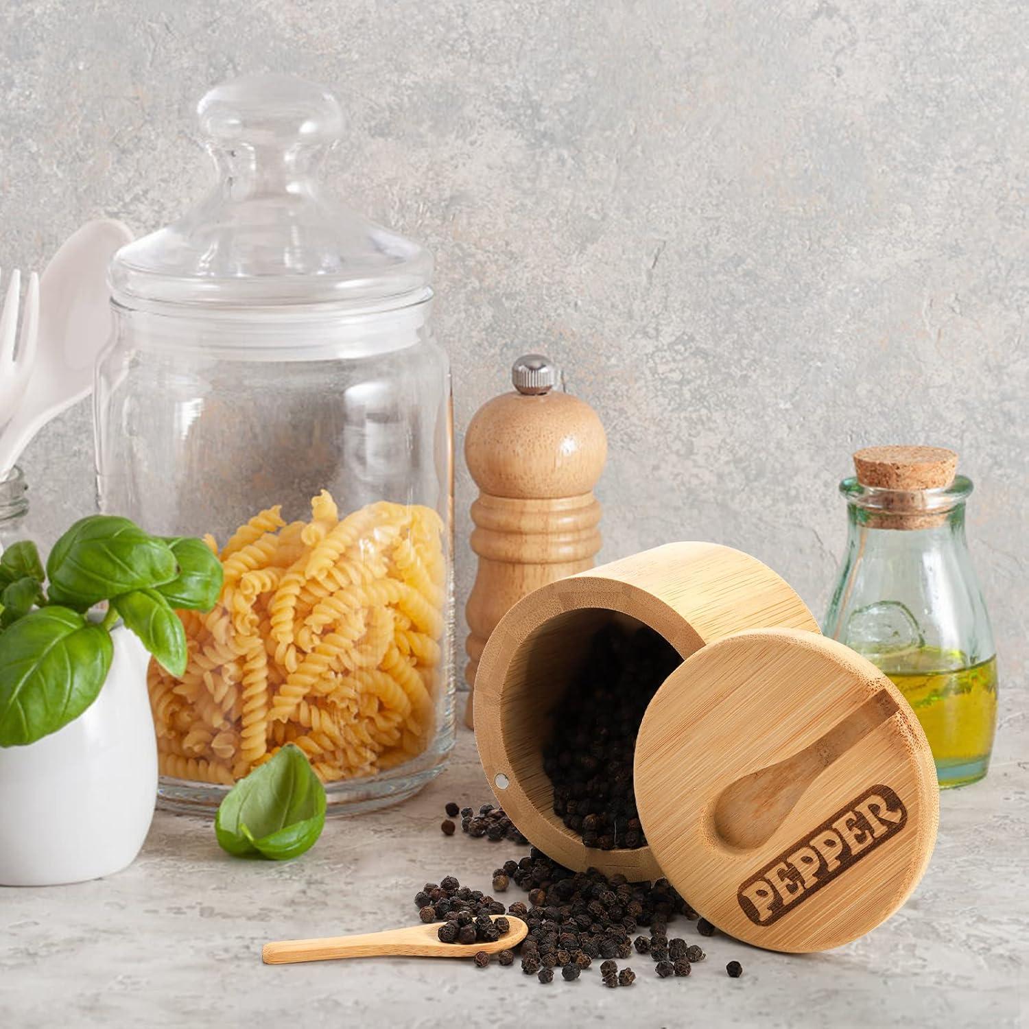 Tazones de Sal y Pimienta de Bambú Lawei - 2 Piezas, 8.9 cm