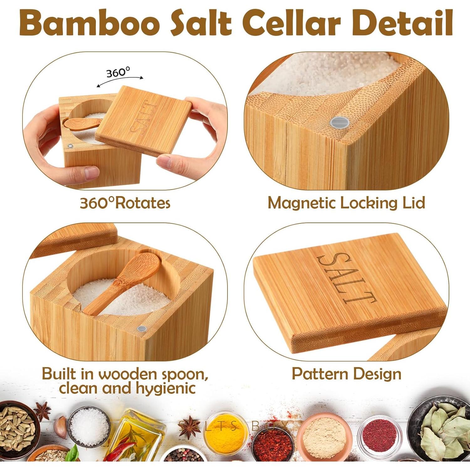 Caja de Sal de Bambú Honeydak con Tapa Magnética 170g