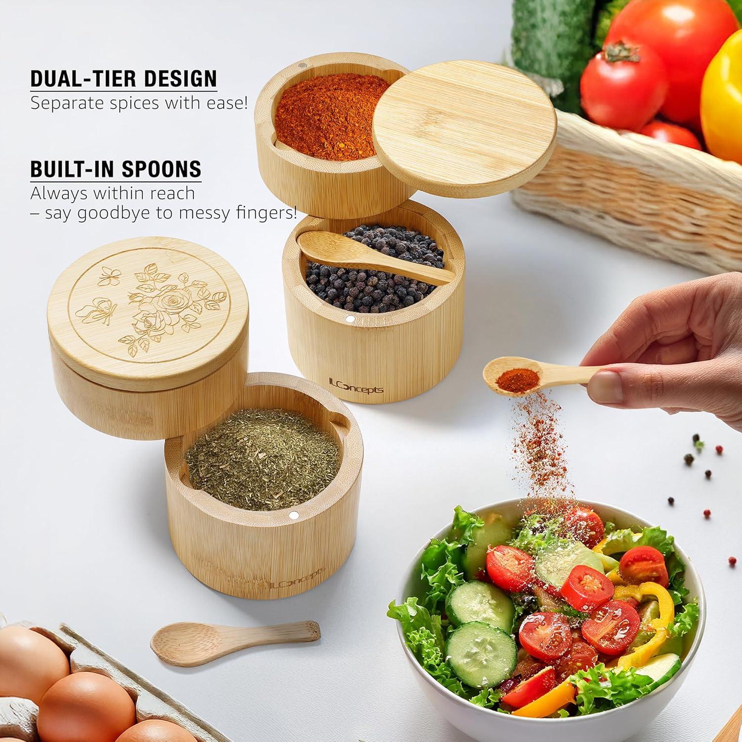 Salero de Bambú ILConcepts Doble Compartimento 340g