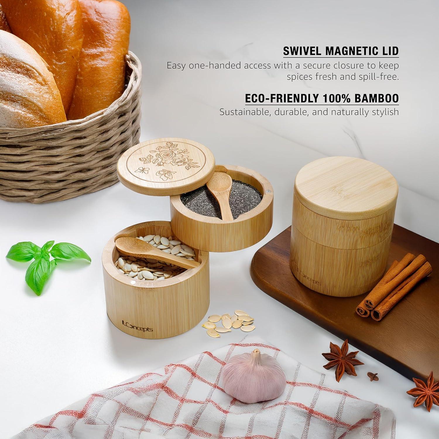 Salero de Bambú ILConcepts Doble Compartimento 340g