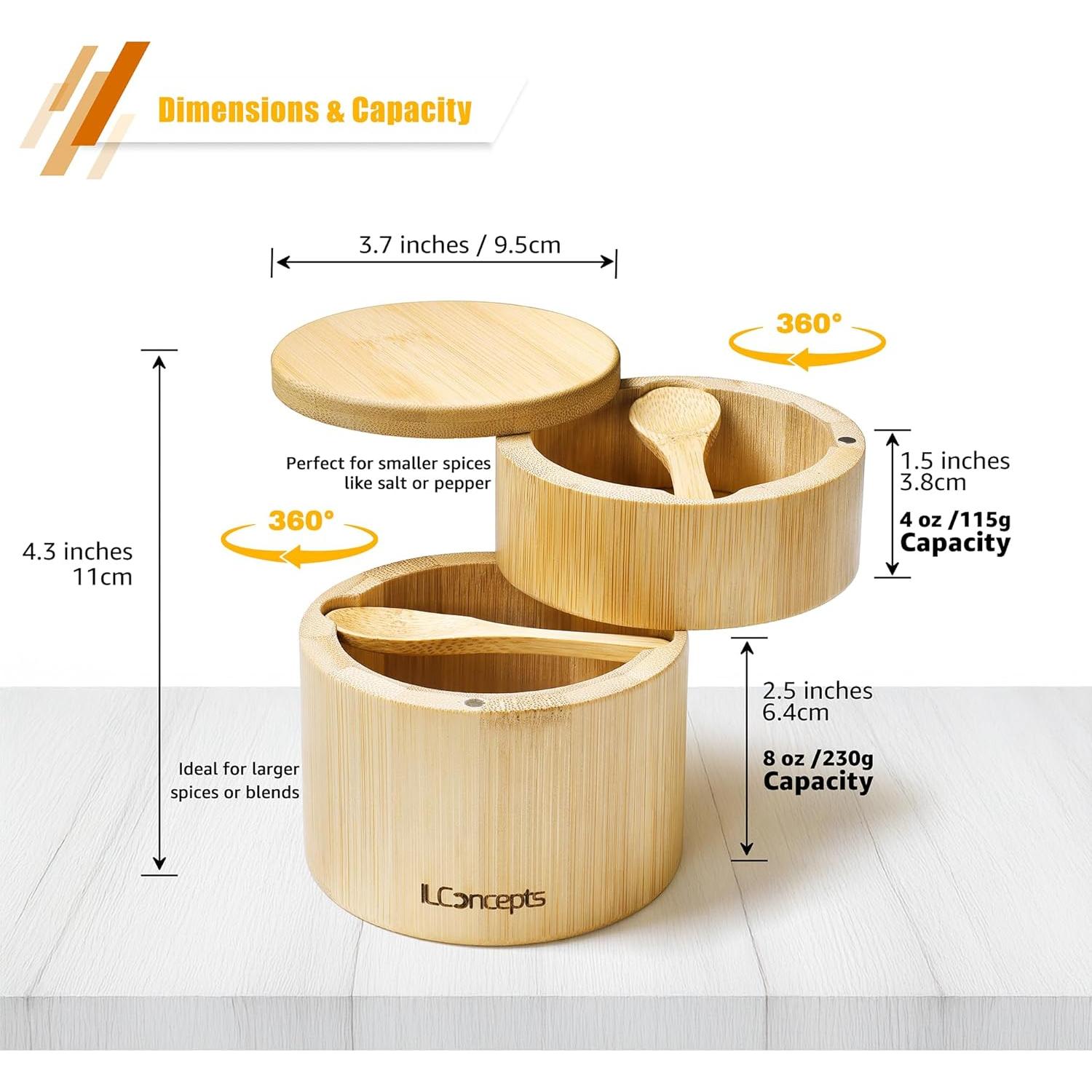 Salero de Bambú ILConcepts Doble Compartimento 340g