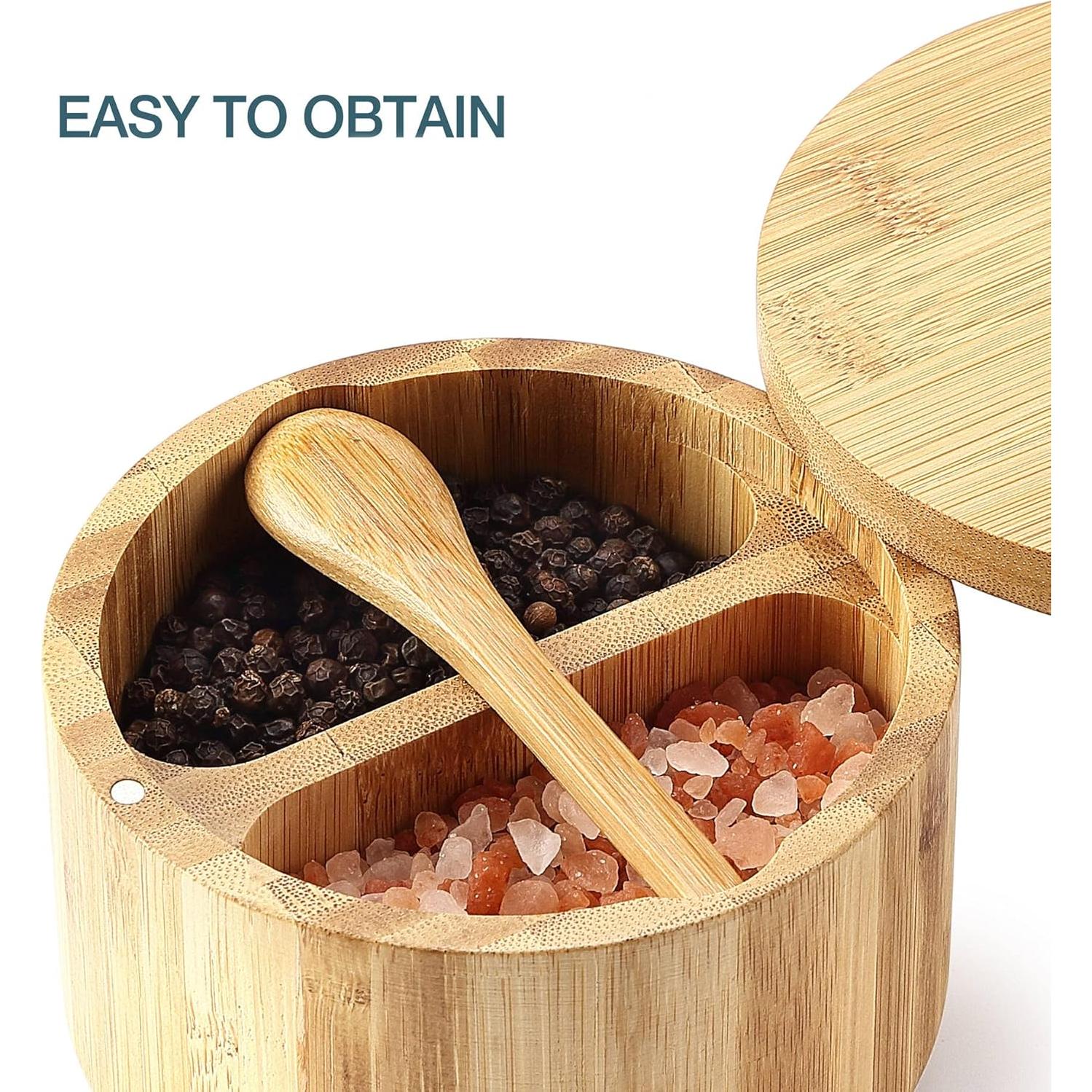 Caja de Sal y Pimienta 8SOM de Bambú con Tapa Giratoria 283.5 g