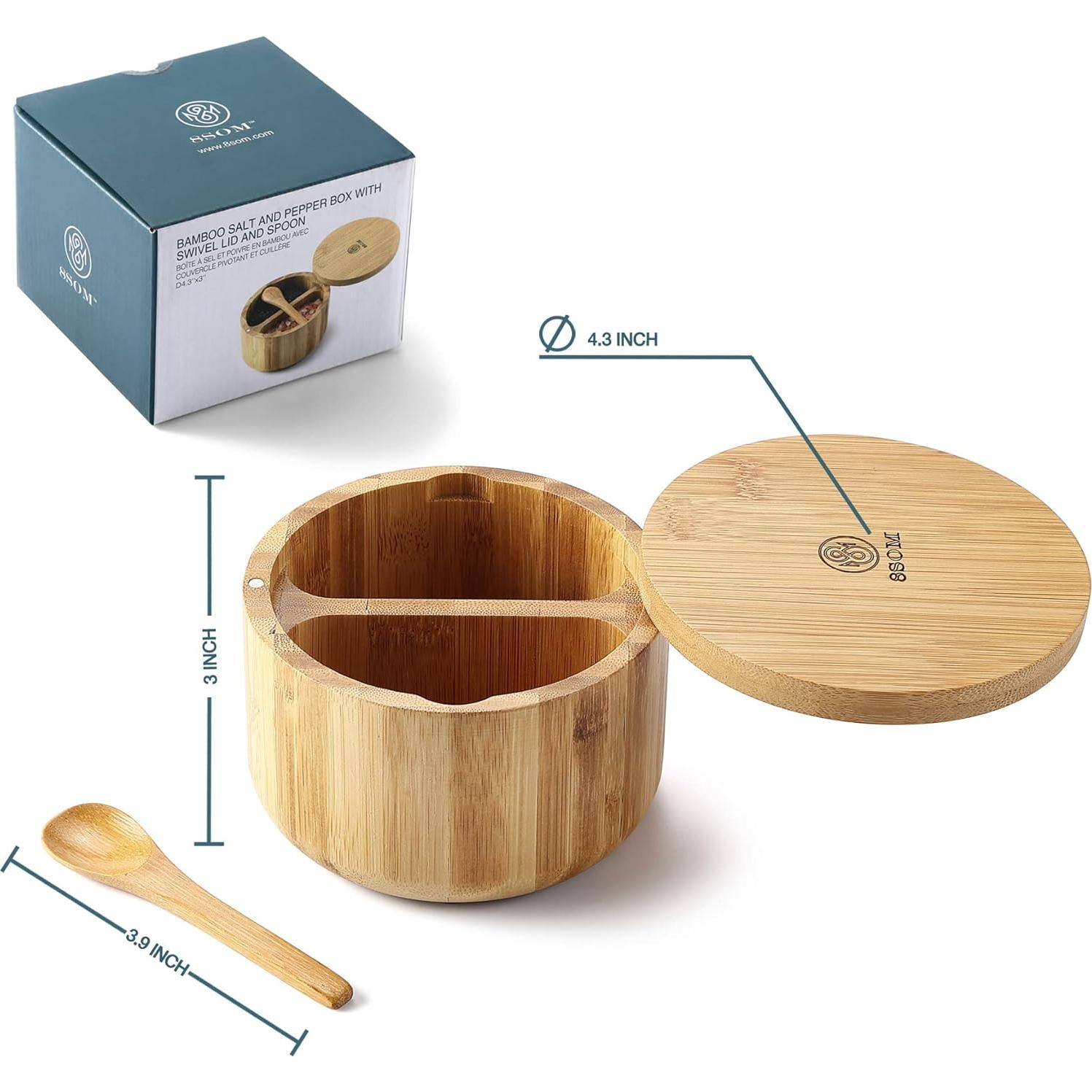 Caja de Sal y Pimienta 8SOM de Bambú con Tapa Giratoria 283.5 g