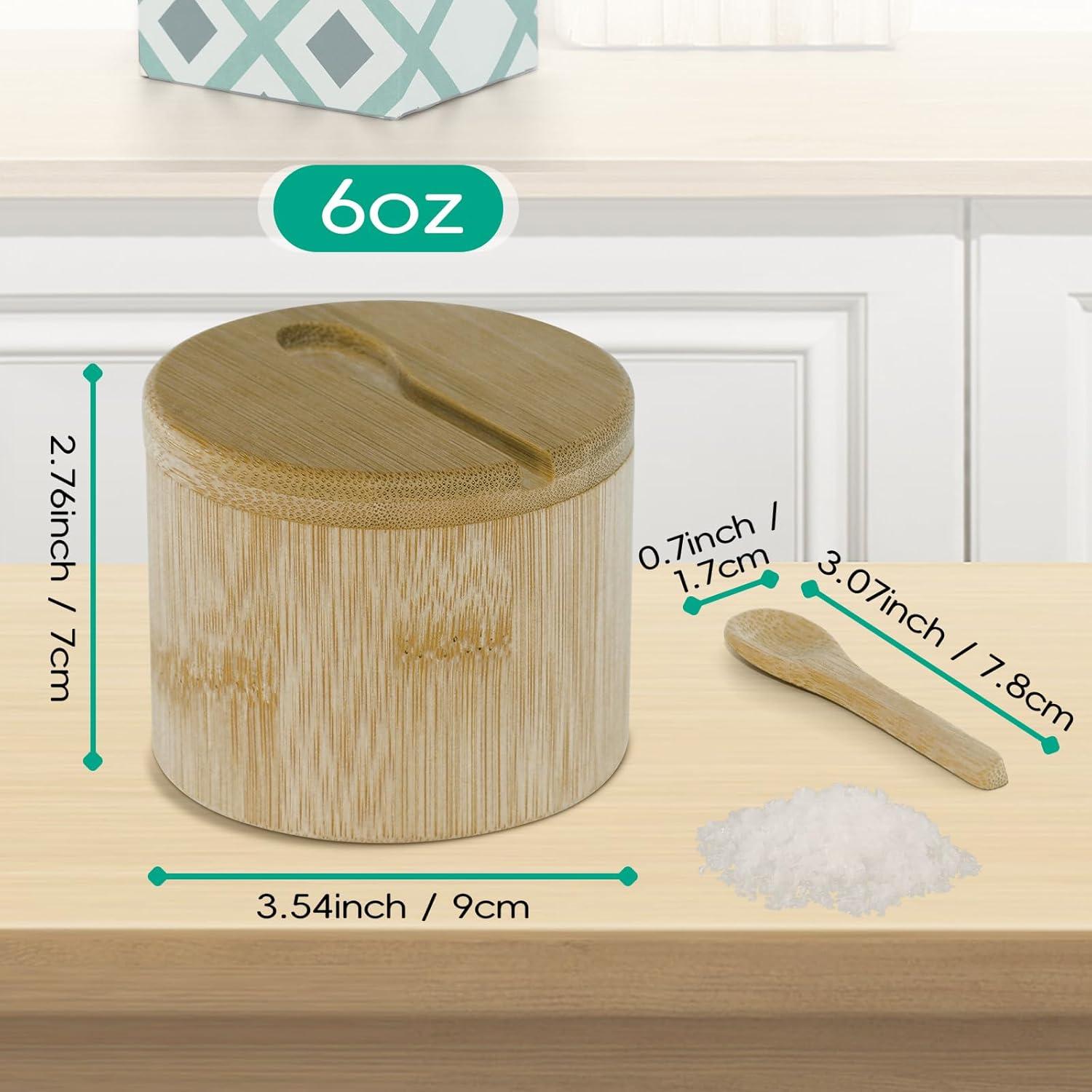 Contenedor de Sal de Bambú Dukrouk Compatible con Maldon con Cuchara
