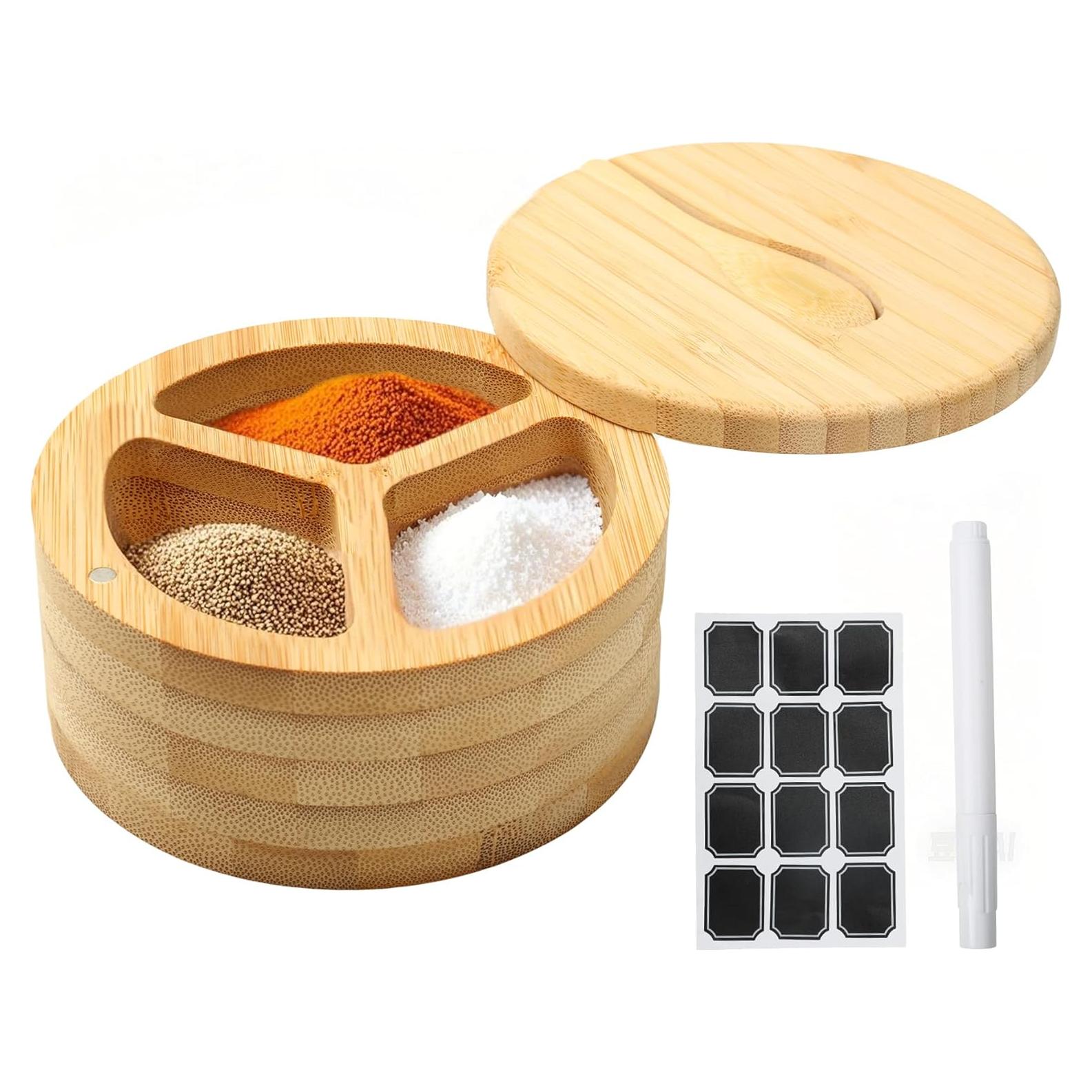 Salero Magnético Dvehdbay de Madera con 3 Compartimentos