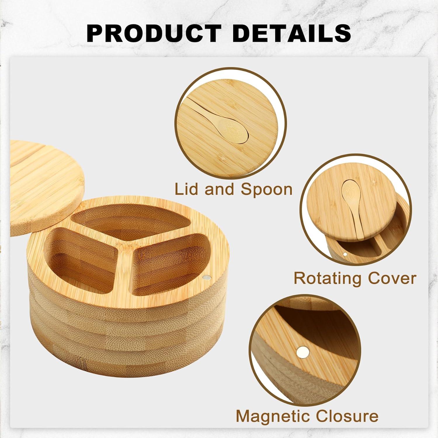 Salero Magnético Dvehdbay de Madera con 3 Compartimentos