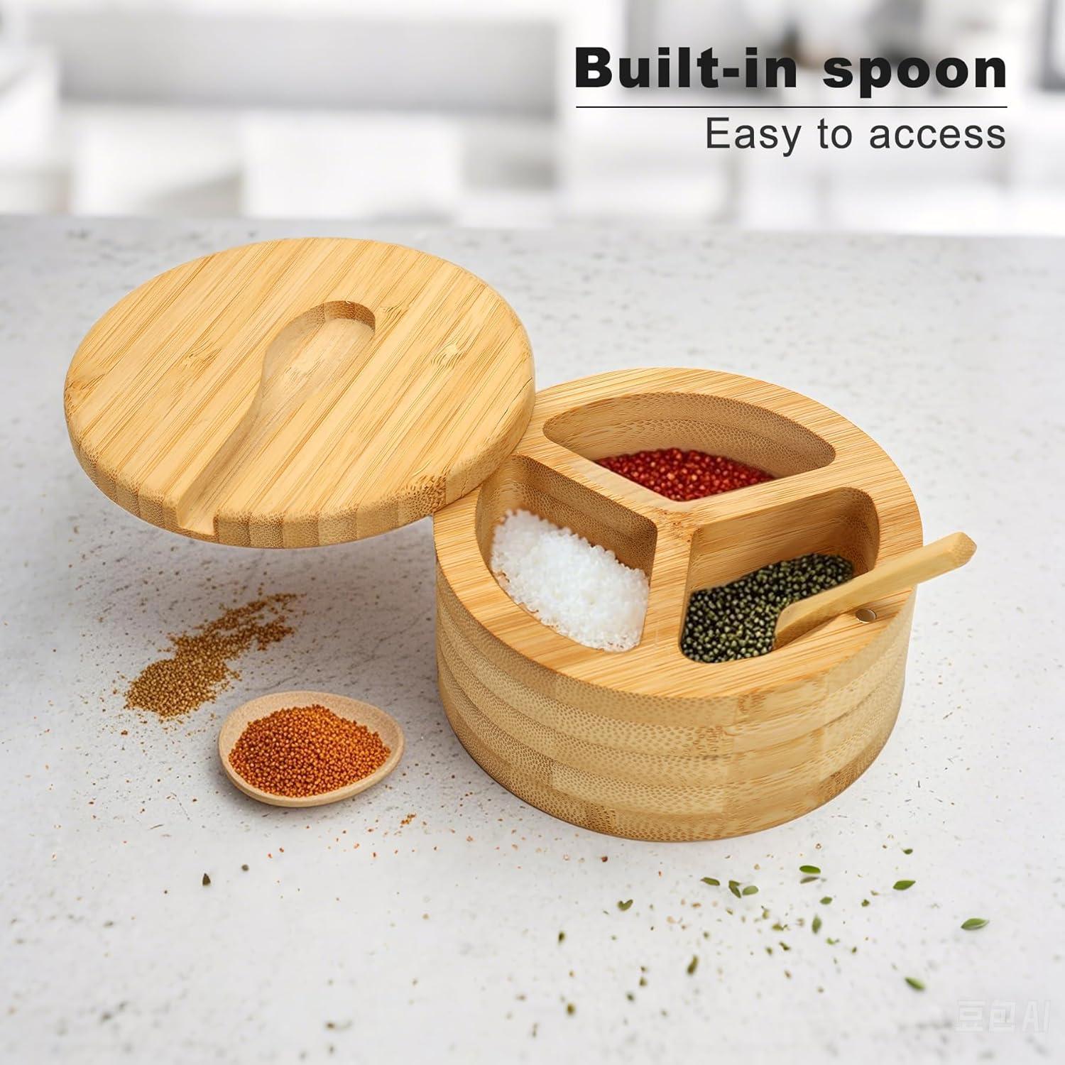 Salero Magnético Dvehdbay de Madera con 3 Compartimentos