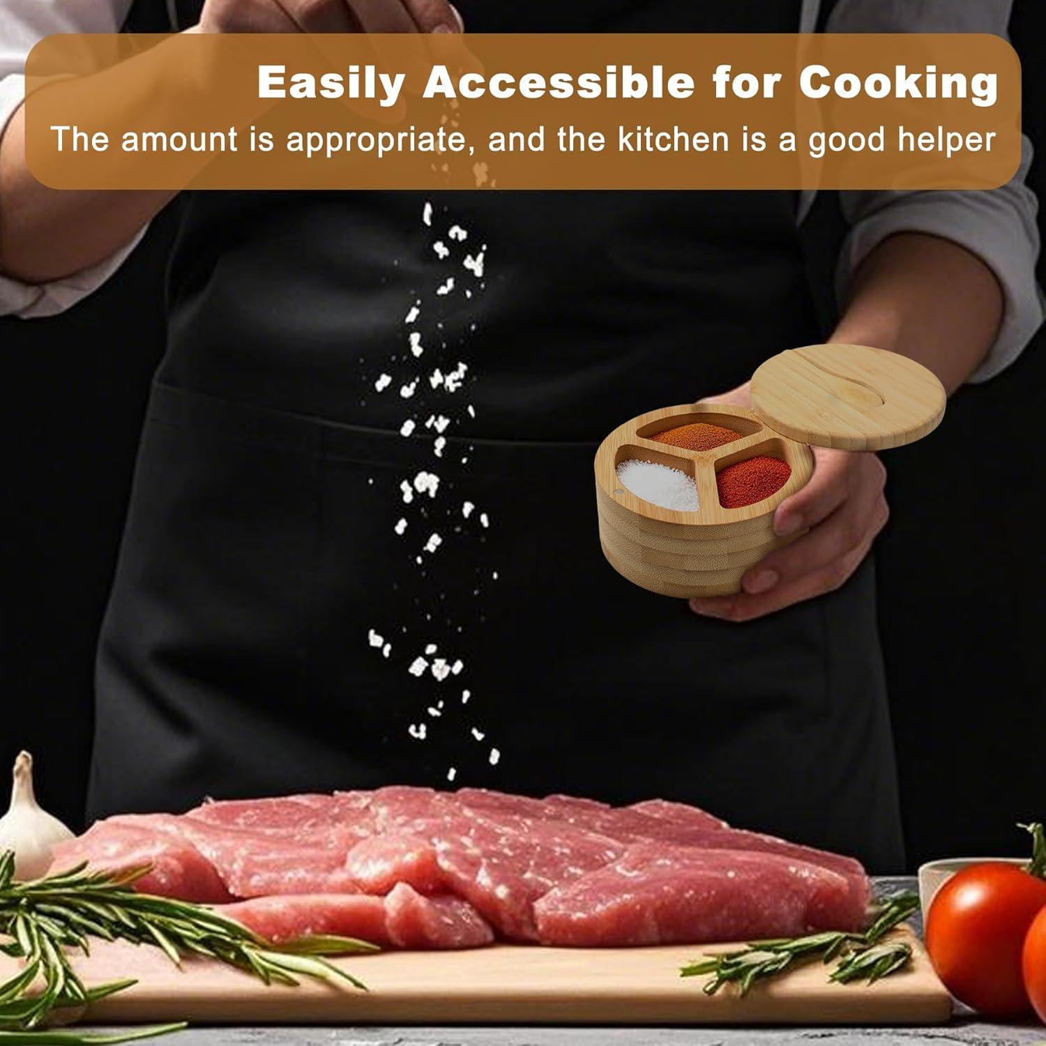 Salero Magnético Dvehdbay de Madera con 3 Compartimentos