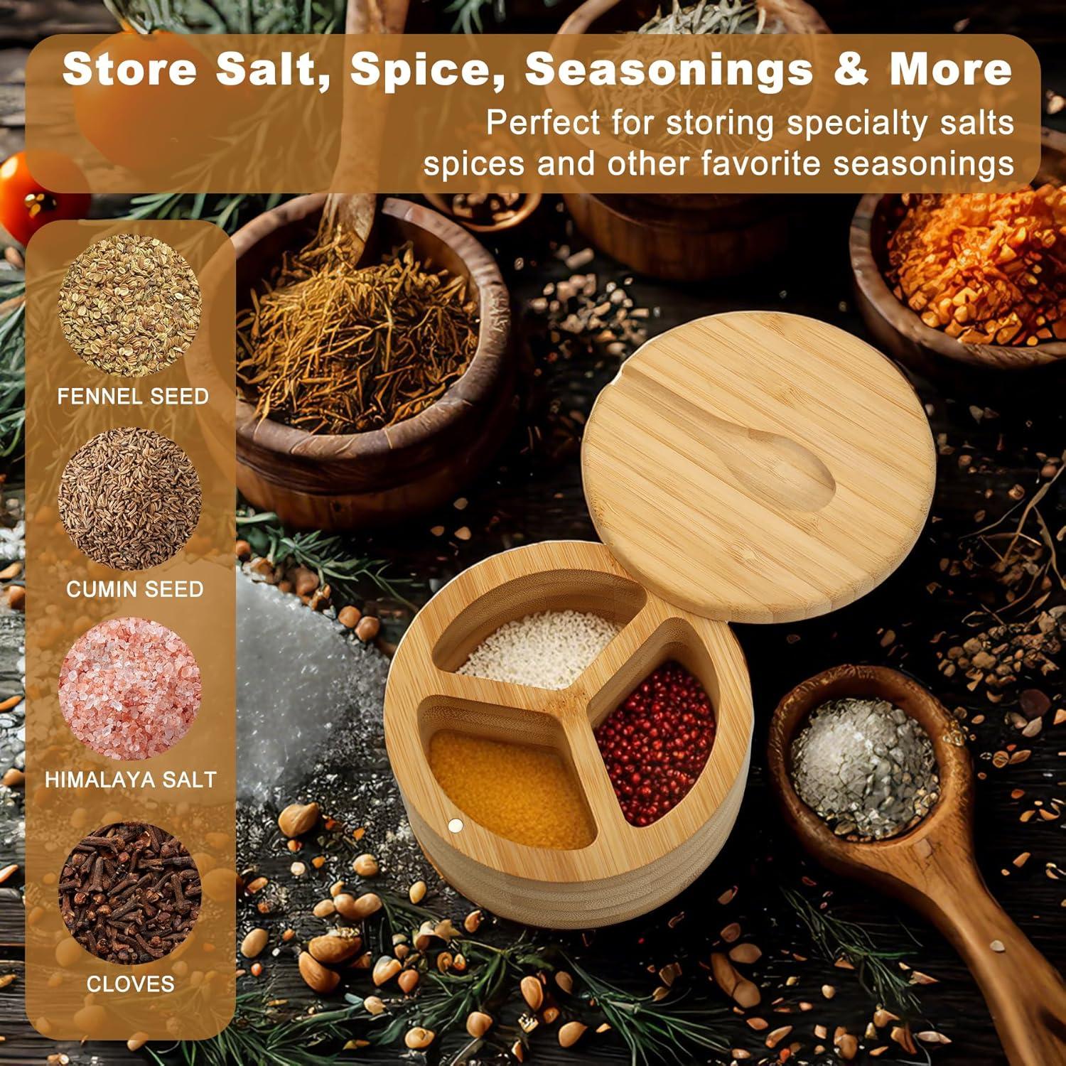 Salero Magnético Dvehdbay de Madera con 3 Compartimentos