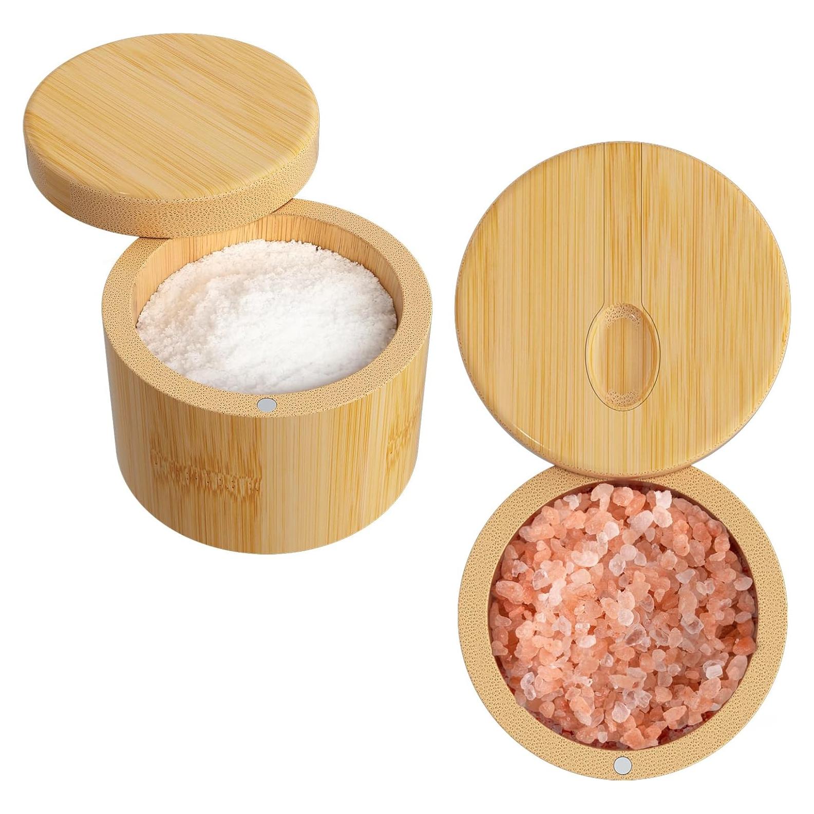 2 PCS Saleros de Bambú con Tapa Magnética - 243.8 g