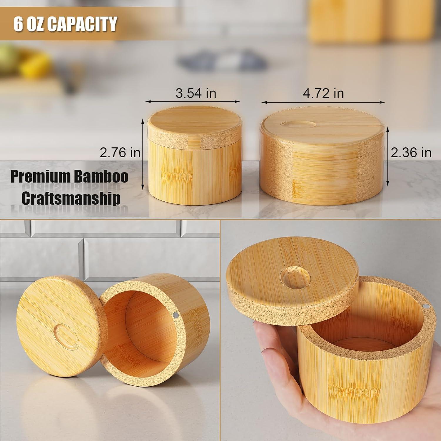 2 PCS Saleros de Bambú con Tapa Magnética - 243.8 g