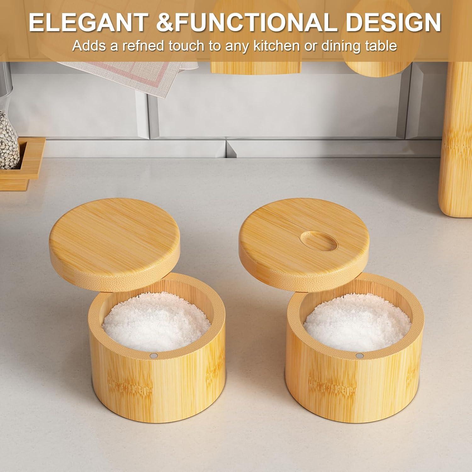 2 PCS Saleros de Bambú con Tapa Magnética - 243.8 g