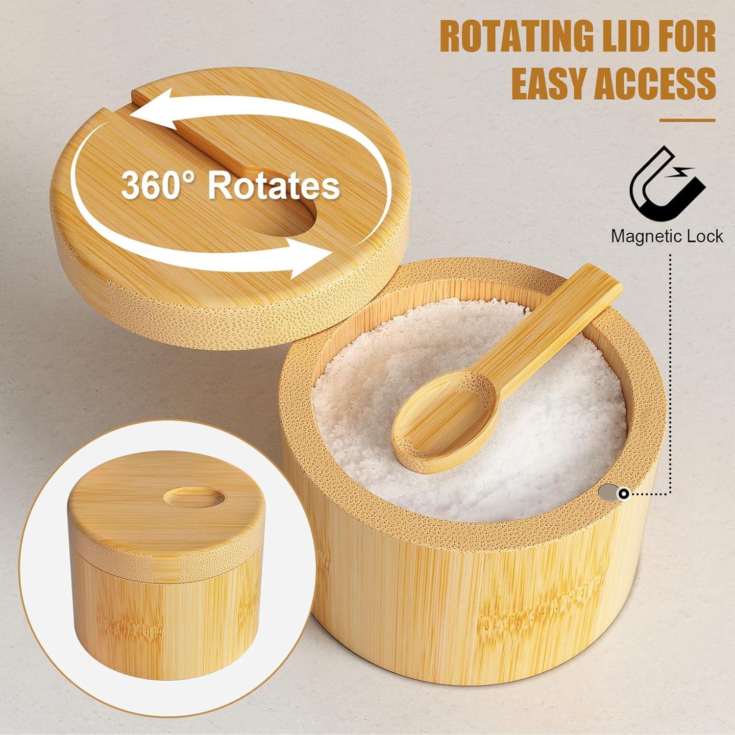 2 PCS Saleros de Bambú con Tapa Magnética - 243.8 g