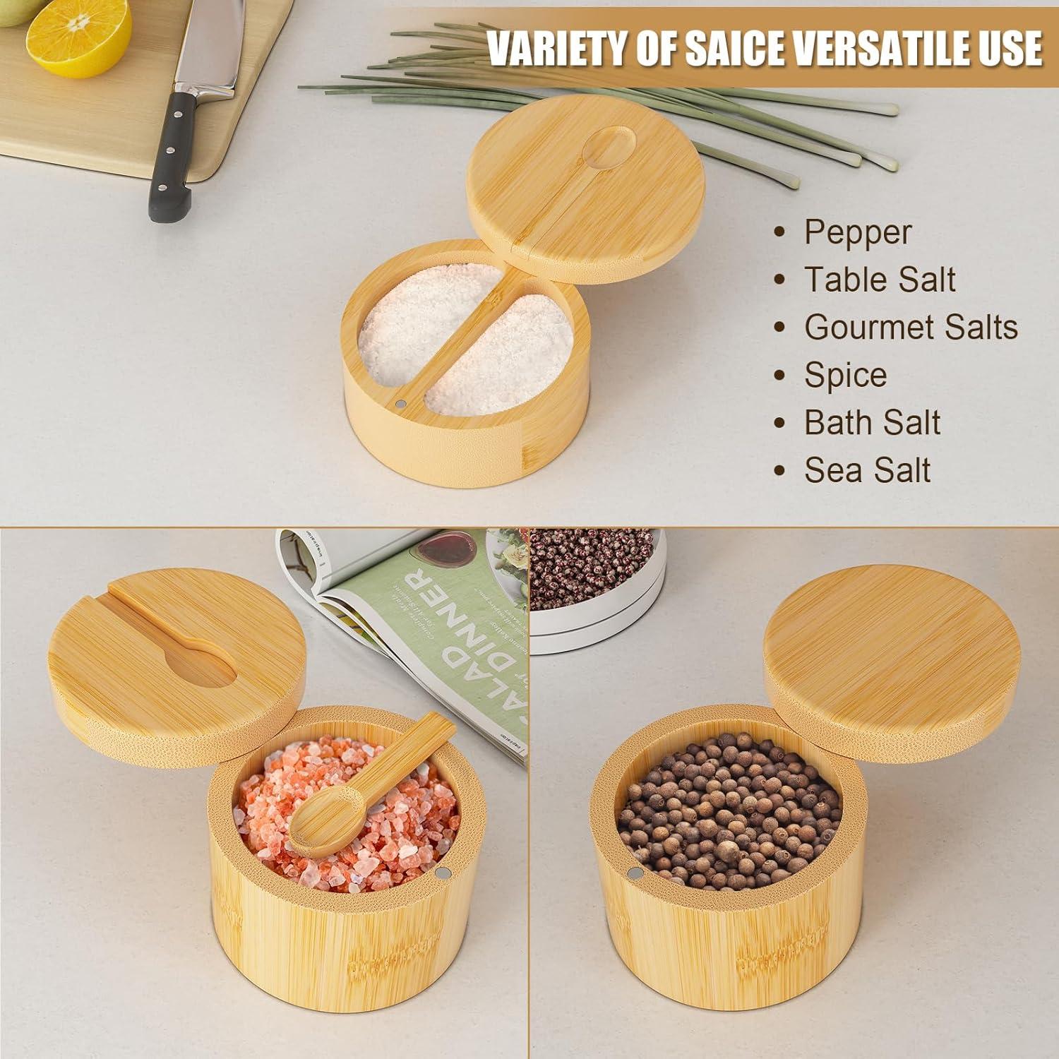 2 PCS Saleros de Bambú con Tapa Magnética - 243.8 g