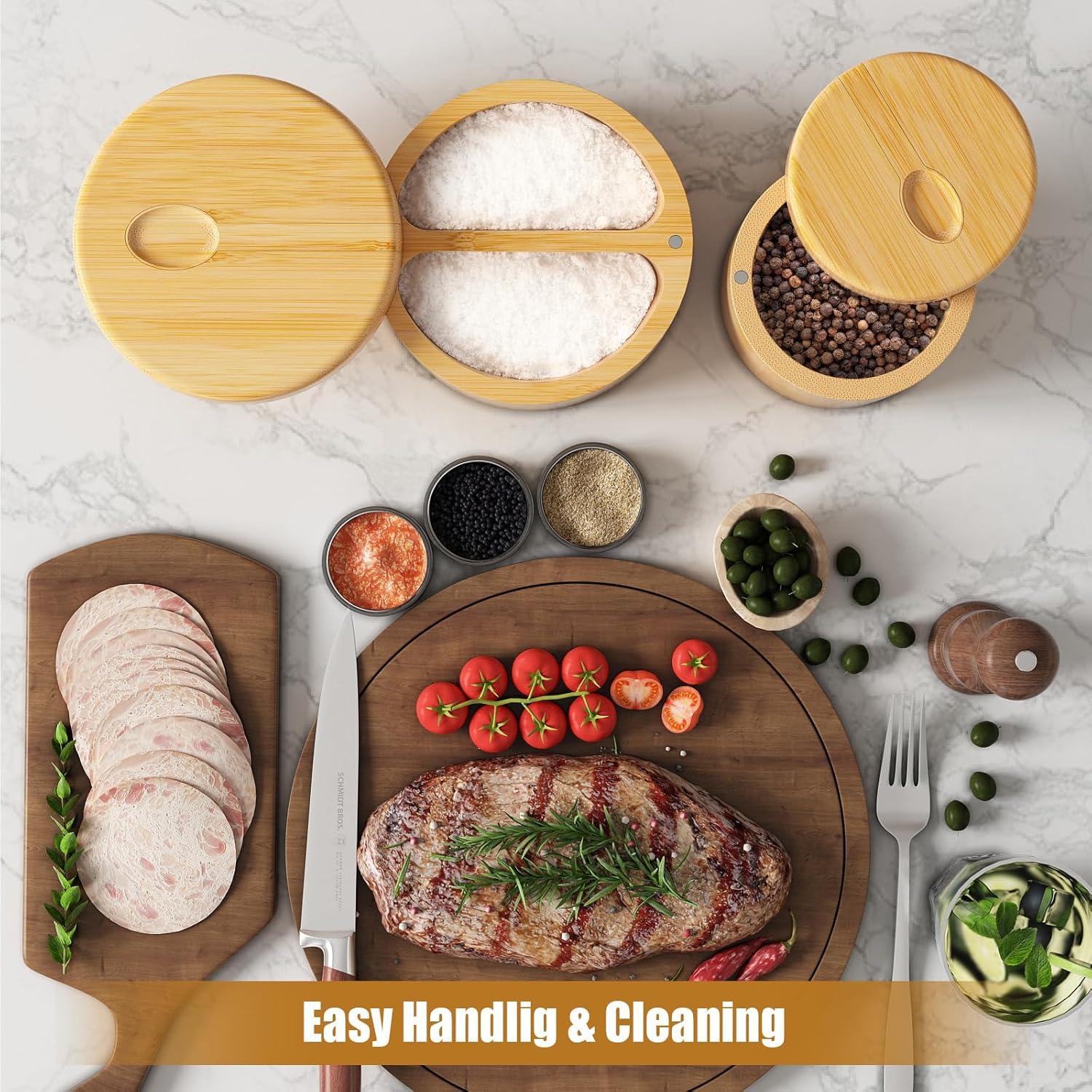 2 PCS Saleros de Bambú con Tapa Magnética - 243.8 g