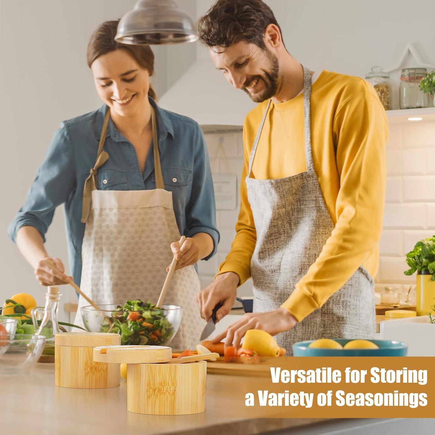 2 PCS Saleros de Bambú con Tapa Magnética - 243.8 g