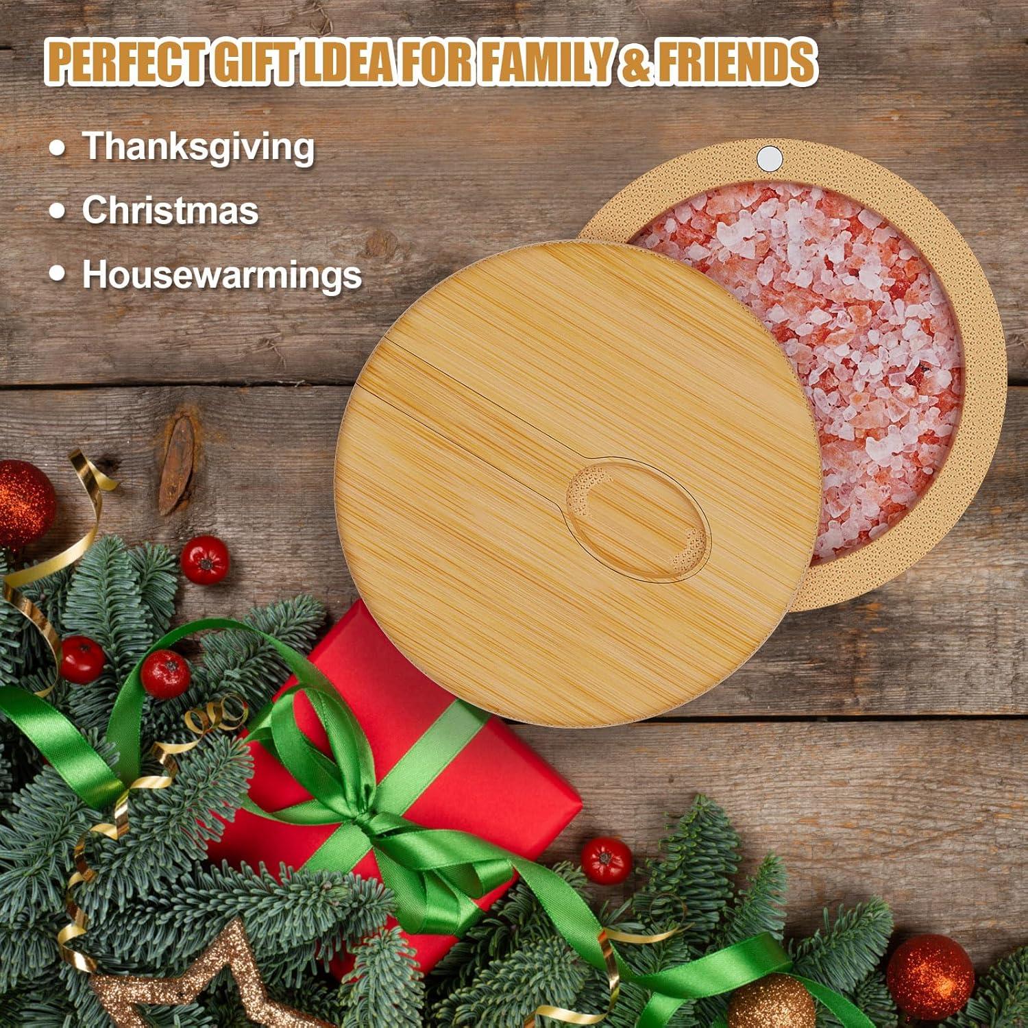 2 PCS Saleros de Bambú con Tapa Magnética - 243.8 g