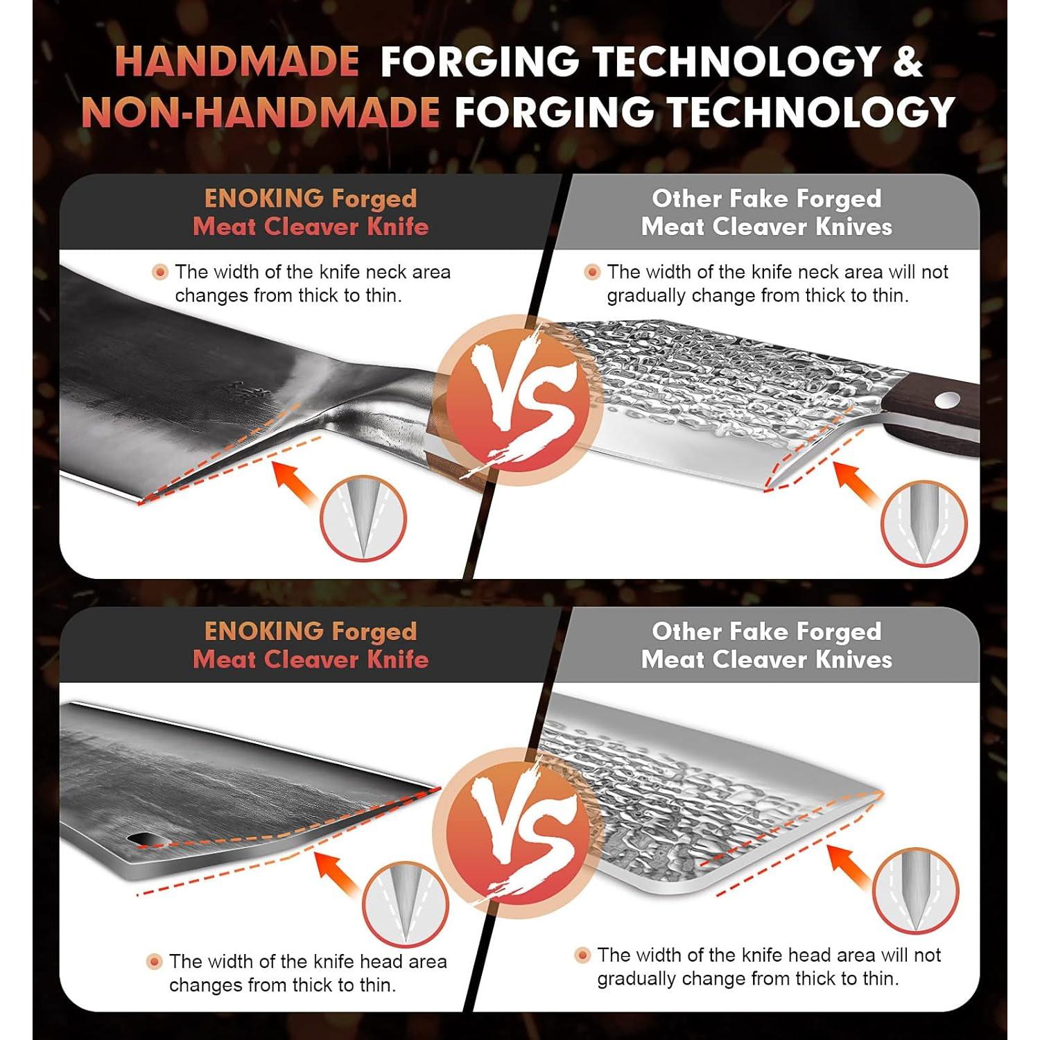 Cuchillo Cleaver ENOKING 190mm Acero Inoxidable Forjado Mano