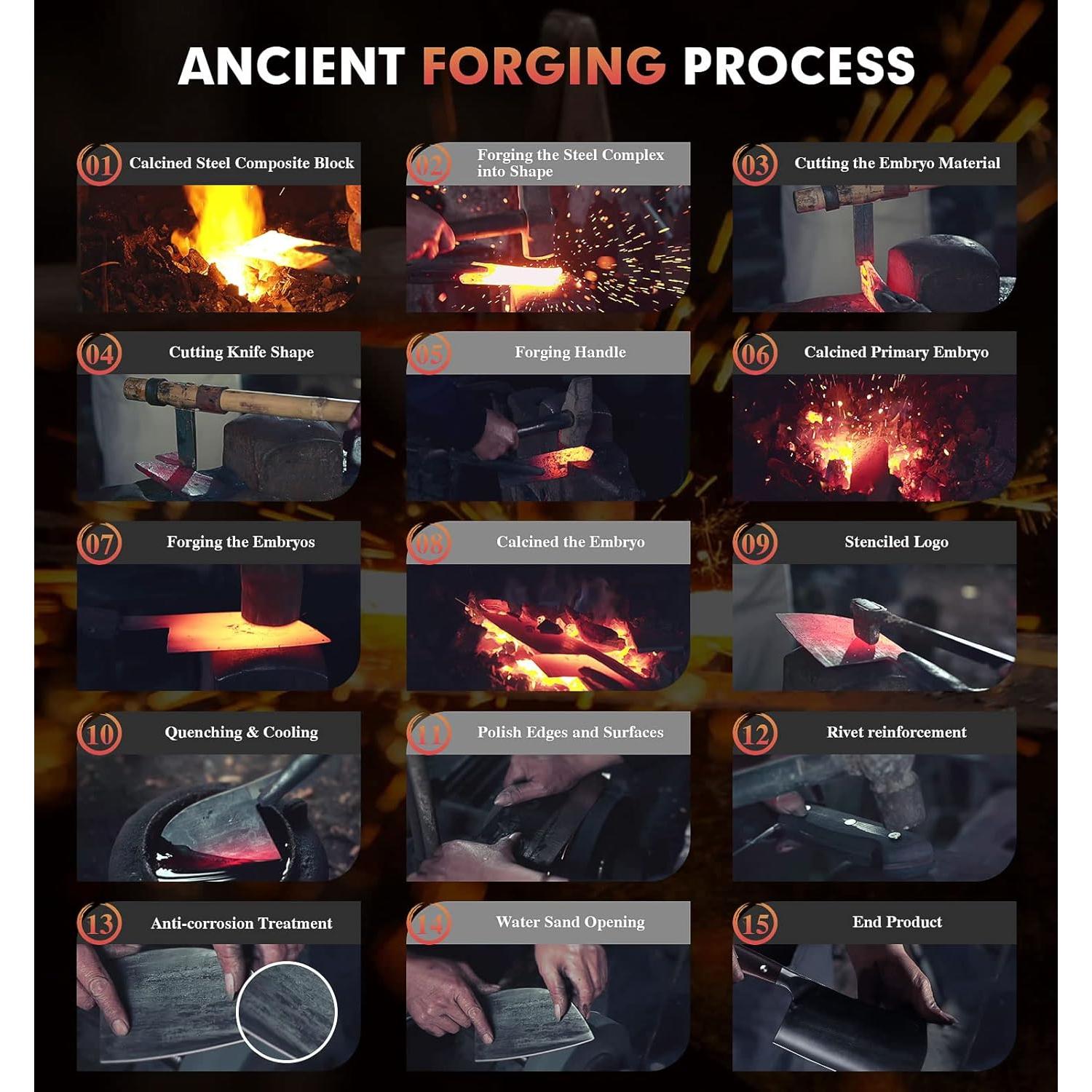 Cuchillo Cleaver ENOKING 190mm Acero Inoxidable Forjado Mano