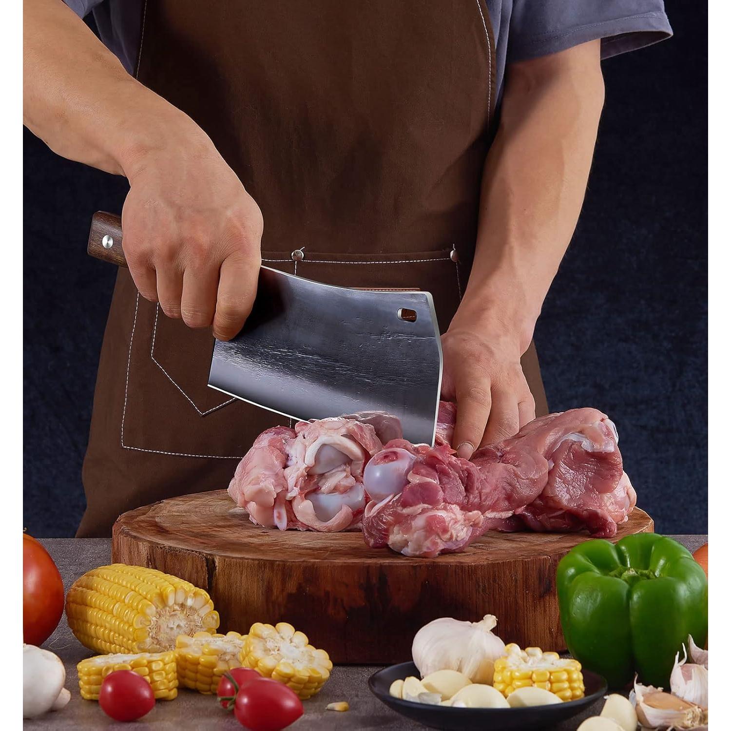 Cuchillo Cleaver ENOKING 190mm Acero Inoxidable Forjado Mano